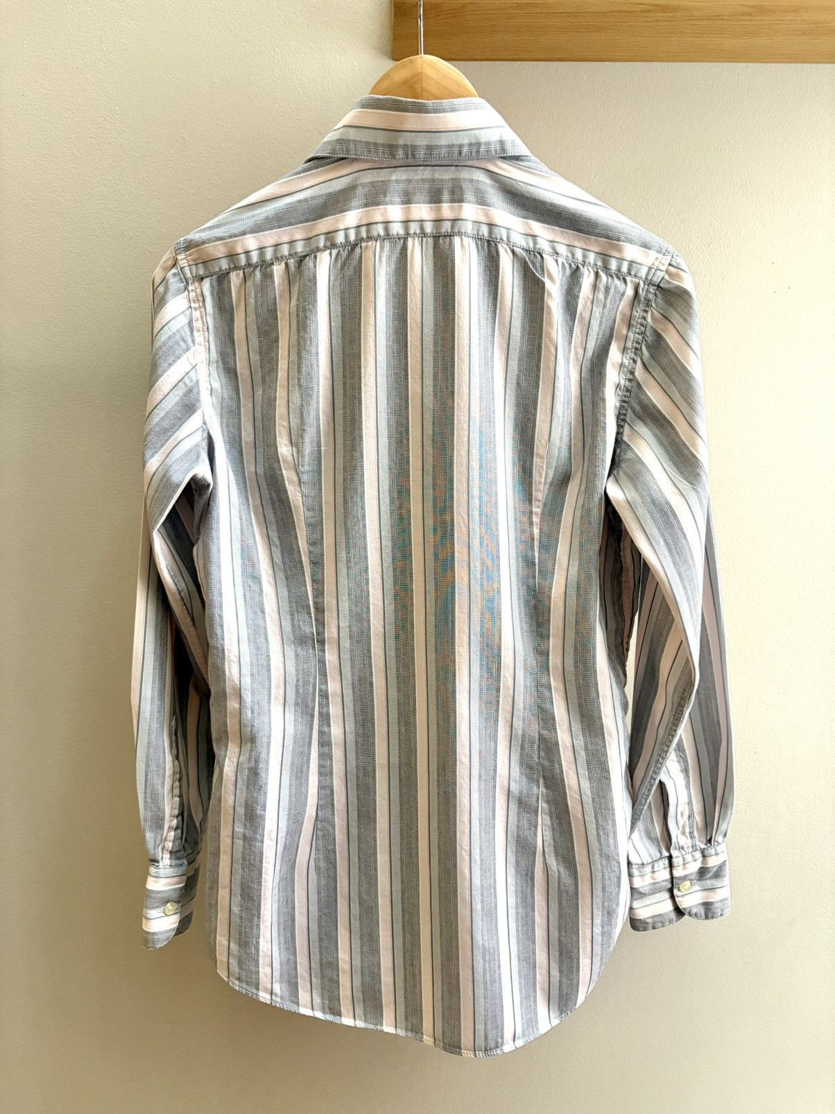 Vintage Marty’s vintage 80s grey/white/pink striped dress shirt Size US M / EU 48-50 / 2 - 3 Thumbnail