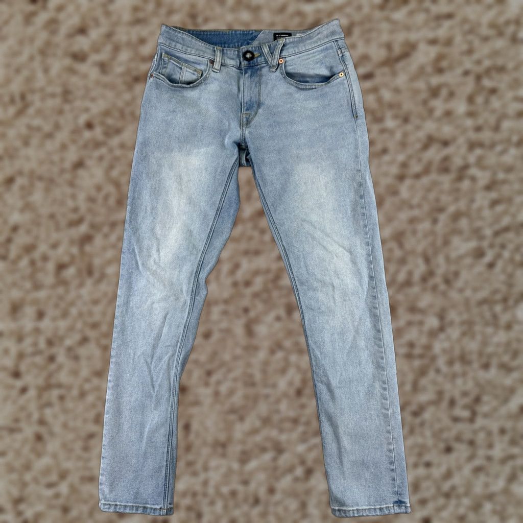 Volcom VINTAGE Volcom Jeans Mens 28 Blue Denim 2X Vorta Slim Tapered Leg Cotton 27x28 Size US 28 / EU 44 - 1 Thumbnail