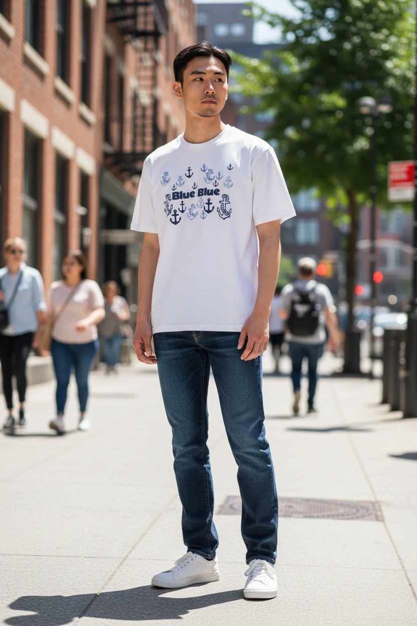 Blue Blue Japan BLUE BLUE JAPAN ANCHOR DENIM BRAND TEE Size US L / EU 52-54 / 3 - 3 Thumbnail