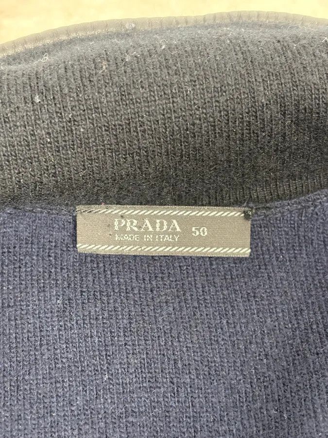 Prada FW2007 Prada Black Padded Leather Wool Zip-up Sweater Size US M / EU 48-50 / 2 - 10 Thumbnail