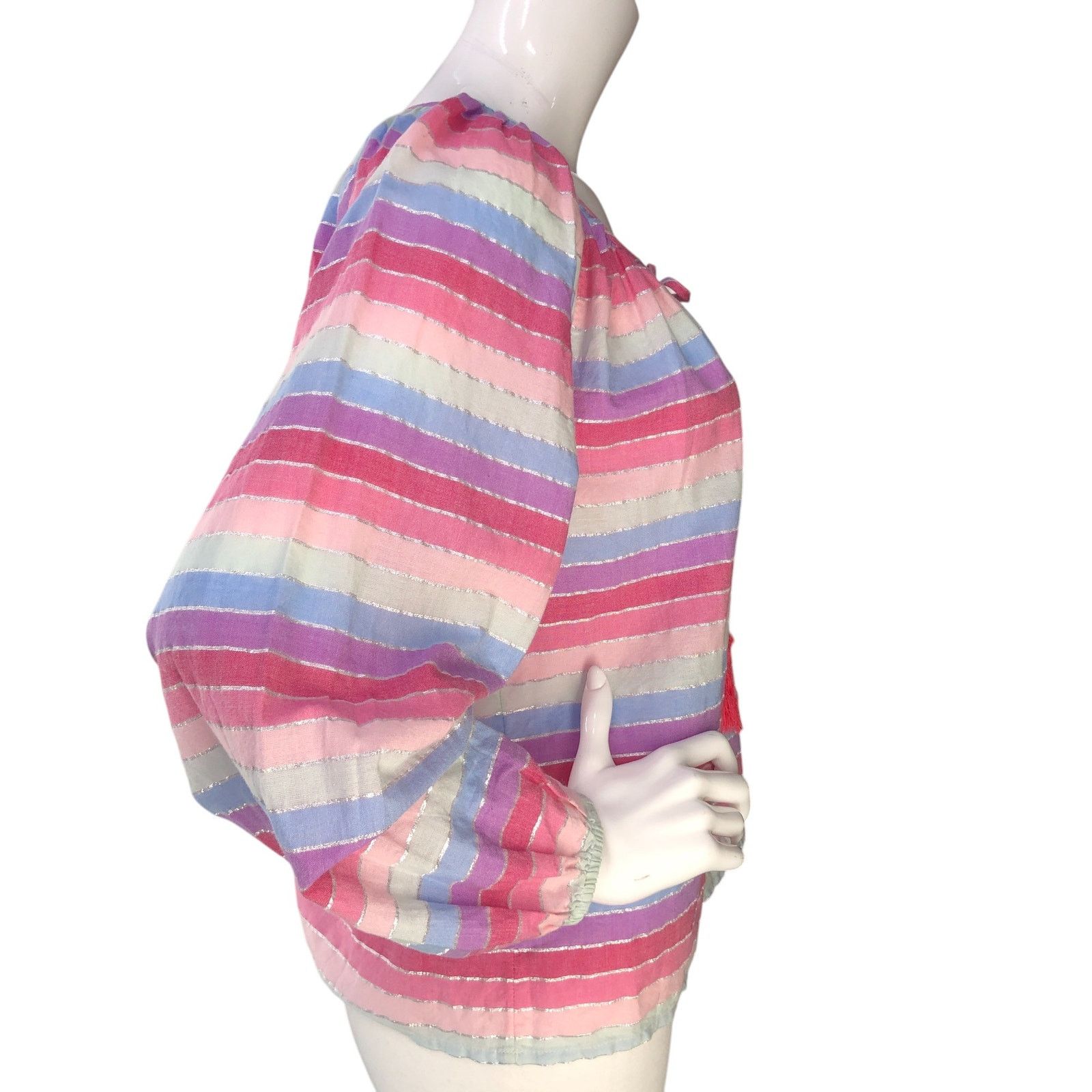 J.Crew J Crew Size S Top Peasant Metallic Pastel Stripe Oversized Size S / US 4 / IT 40 - 9 Thumbnail