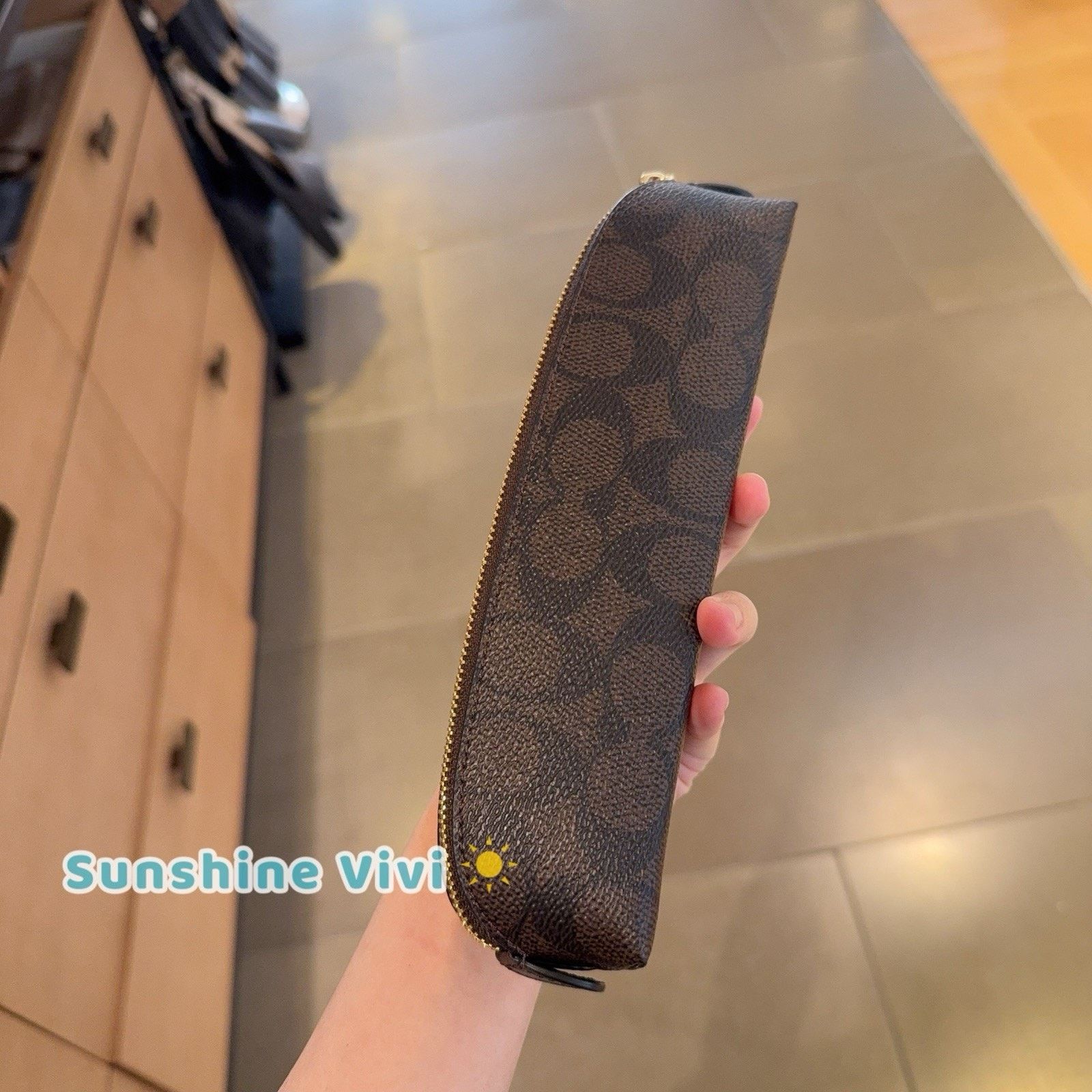 Coach NWT Coach Pencil Case Cosmetic CZ206 Gold/Walnut/Black Size ONE SIZE - 3 Thumbnail