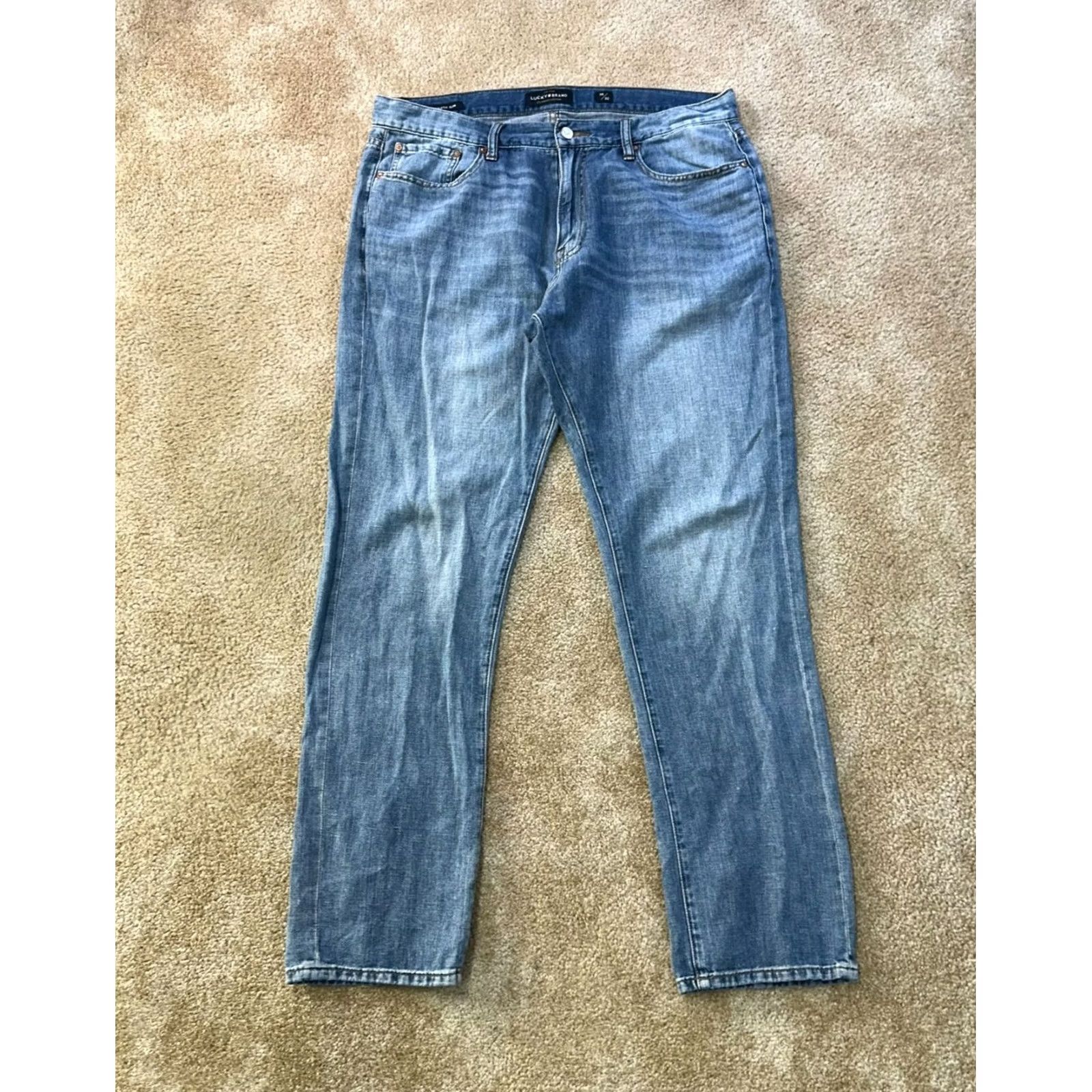 Lucky Brand Lucky Brand 410 Jeans Men Slim Straight 36x32 Blue Denim Medium Wash Cotton Blend 5-Pocket Belt Loops Smart Size US 36 / EU 52 - 2 Thumbnail