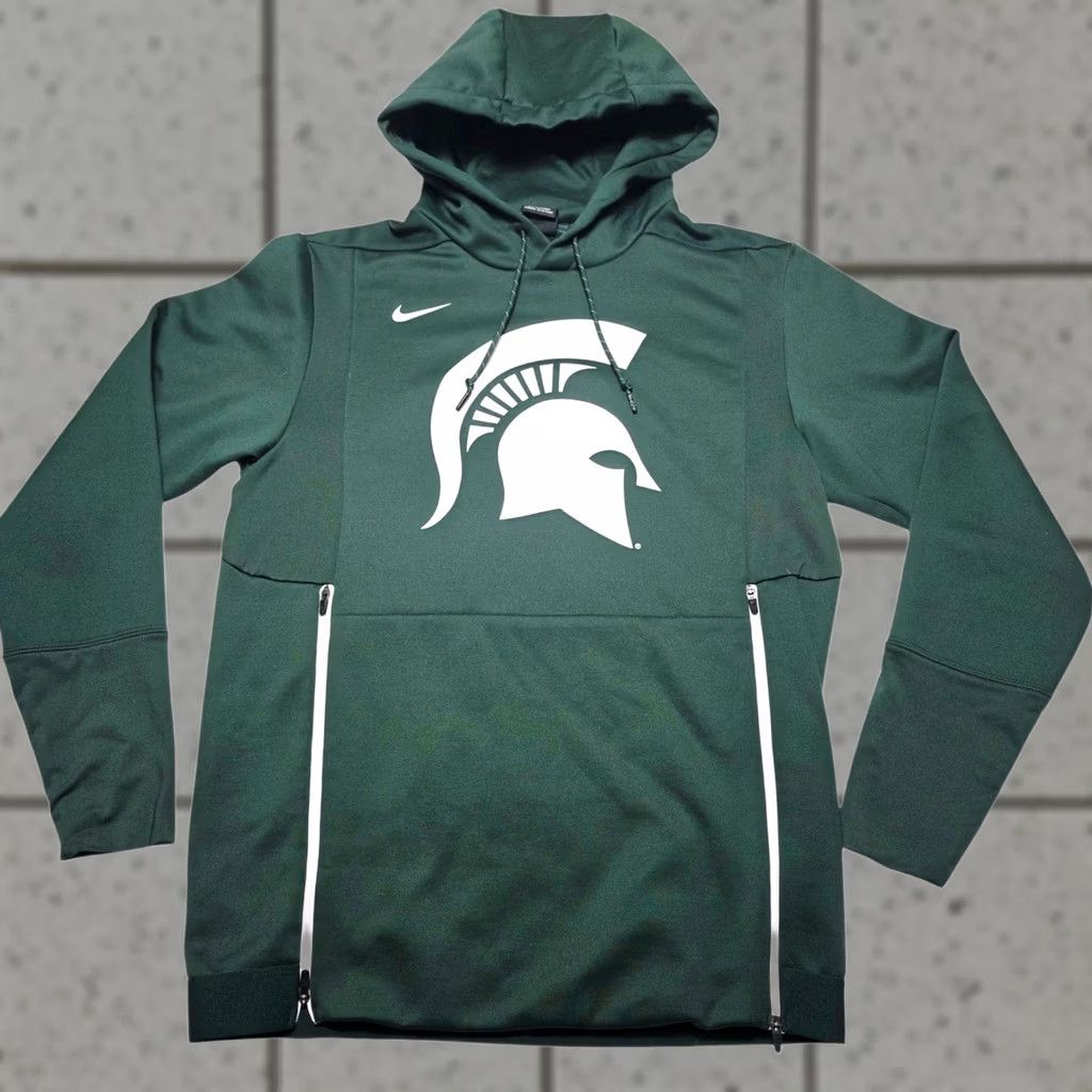 Nike VINTAGE Nike Michigan State Spartans Hoodie Sweatshirt Therma Fit Men XS Green Pullover Hooded Pockets All Seasons University College Sports Mens XS Size US XS / EU 42 / 0 - 1 Thumbnail