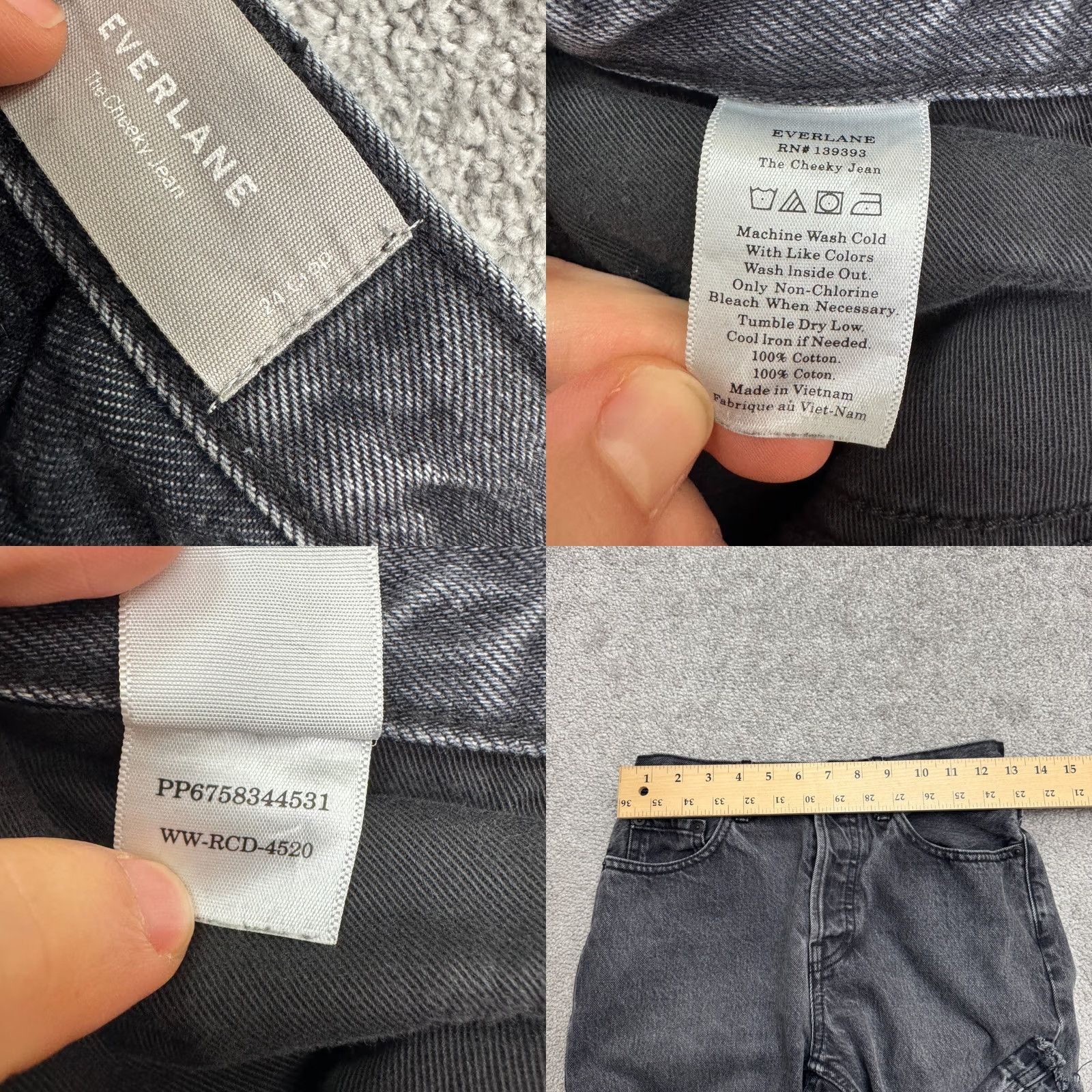Levi's Everlane The Cheeky Cropped Denim Jeans Womens 26 Black Button Fly Cotton Regular Size Type Jeans Size 26" / US 2 / IT 38 - 8 Thumbnail