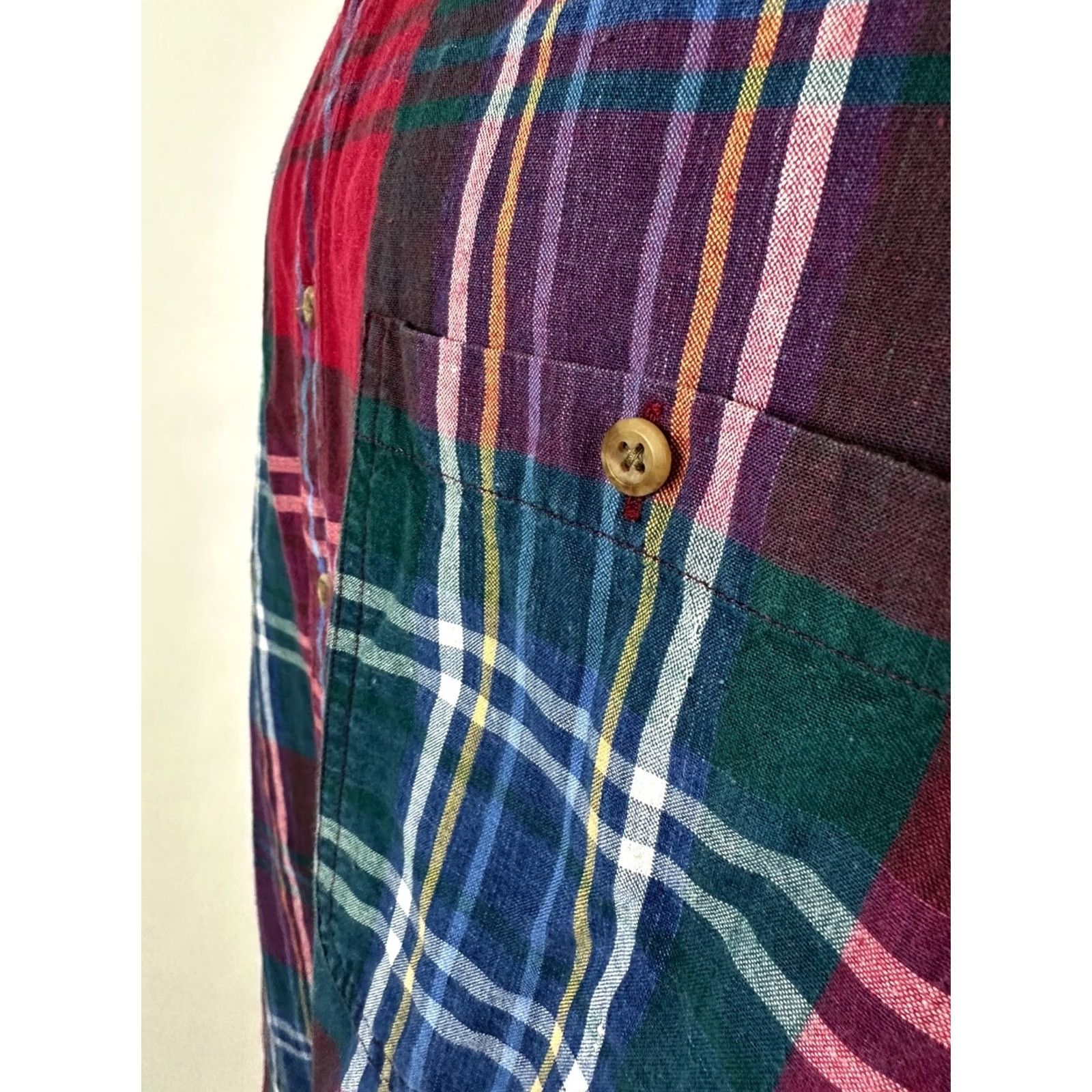 Roundtree & Yorke VINTAGE Roundtree & Yorke Shirt Men L Plaid Short Sleeve Button-Up Casual 90s Cotton Myl Size US L / EU 52-54 / 3 - 7 Thumbnail