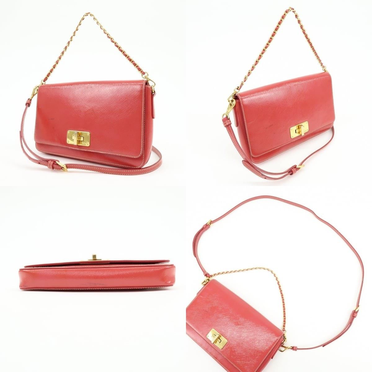 Prada Prada Saffiano Flap Bag Red Size ONE SIZE - 3 Thumbnail