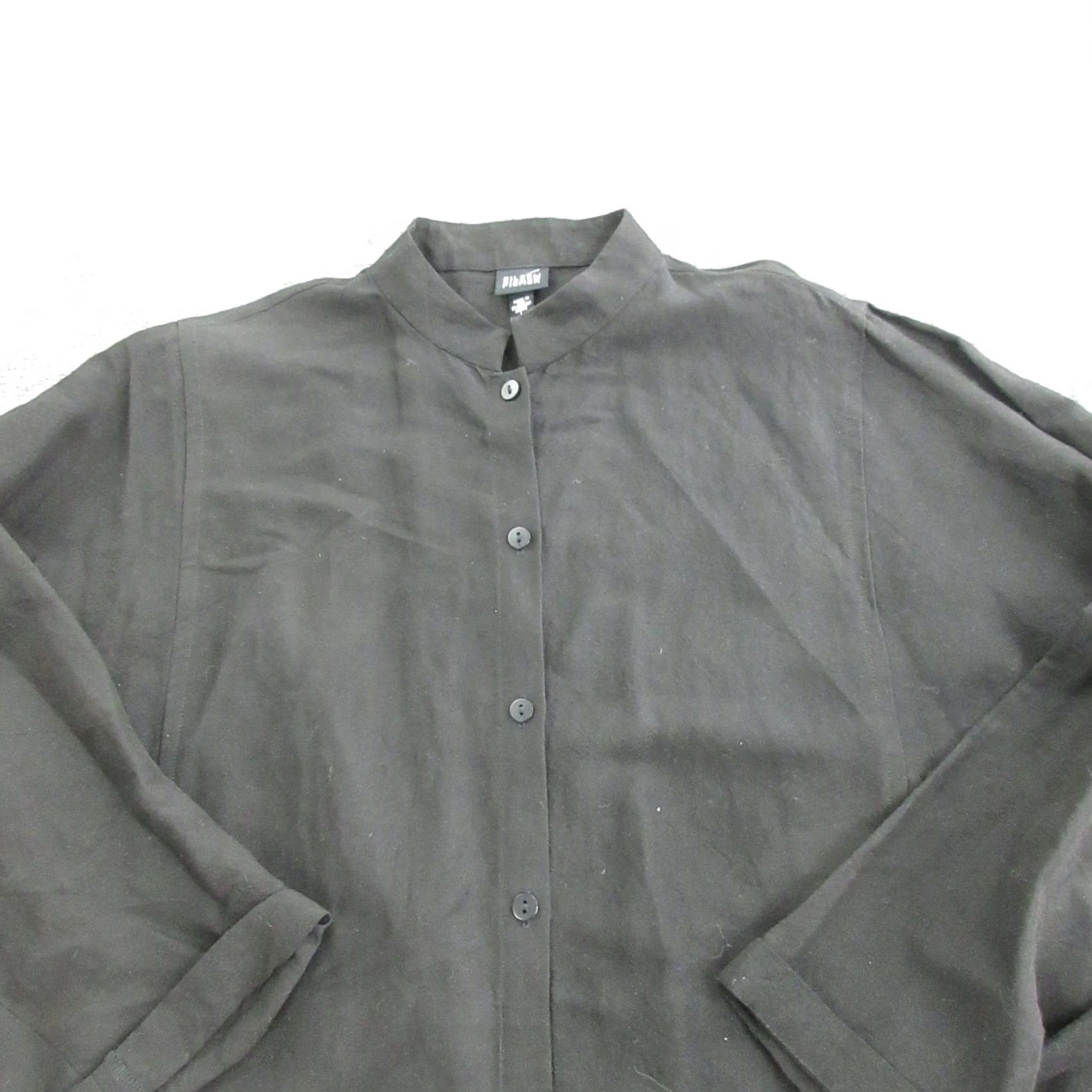 Eileen Fisher Eileen Fisher Coat Womens Large Black Linen Button Front Mandarin Collar Size L / US 10 / IT 46 - 2 Thumbnail