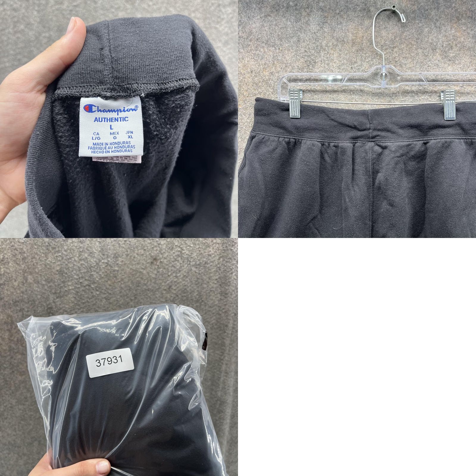 Champion Champion Pants Mens Large Black Fleece Jogger Sweatpants Drawstring Pockets Size US 33 - 8 Thumbnail