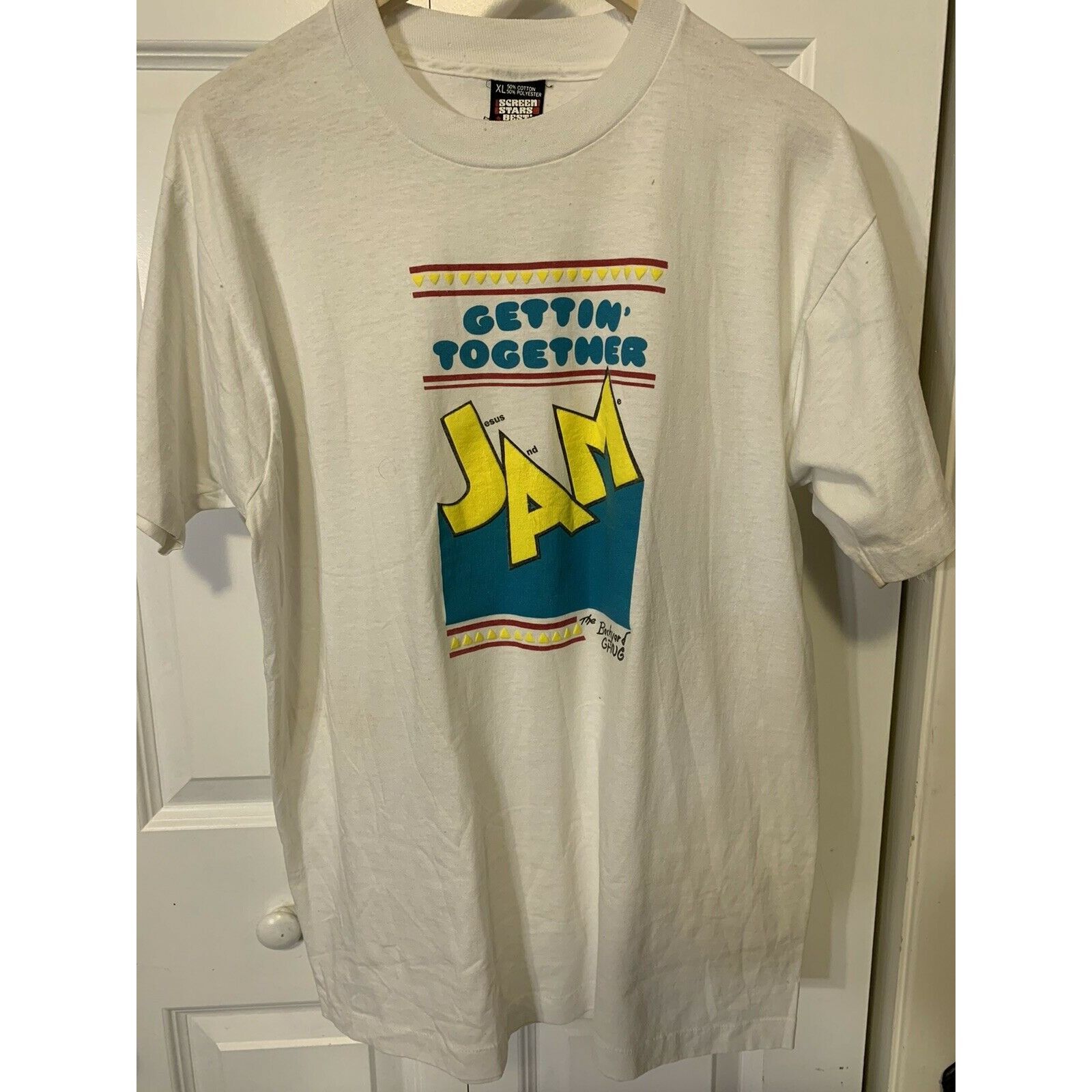 Other Vintage 1990s JAM Jesus And Me Puffy Print Single Stitch Scr Size US XL / EU 56 / 4 - 4 Thumbnail
