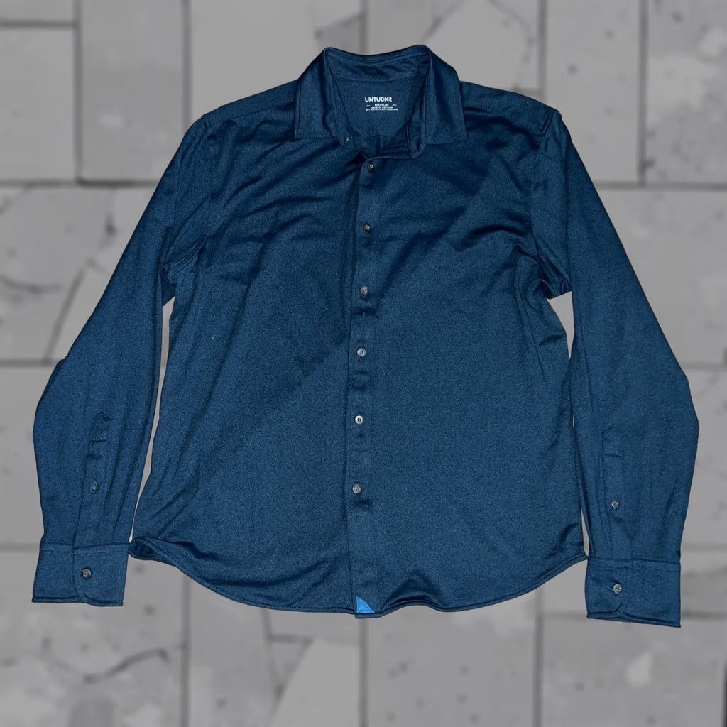 UNTUCKit Untuckit Blue Stretchy Polyester Button Up Shirt Mens M Size US M / EU 48-50 / 2 - 1 Thumbnail