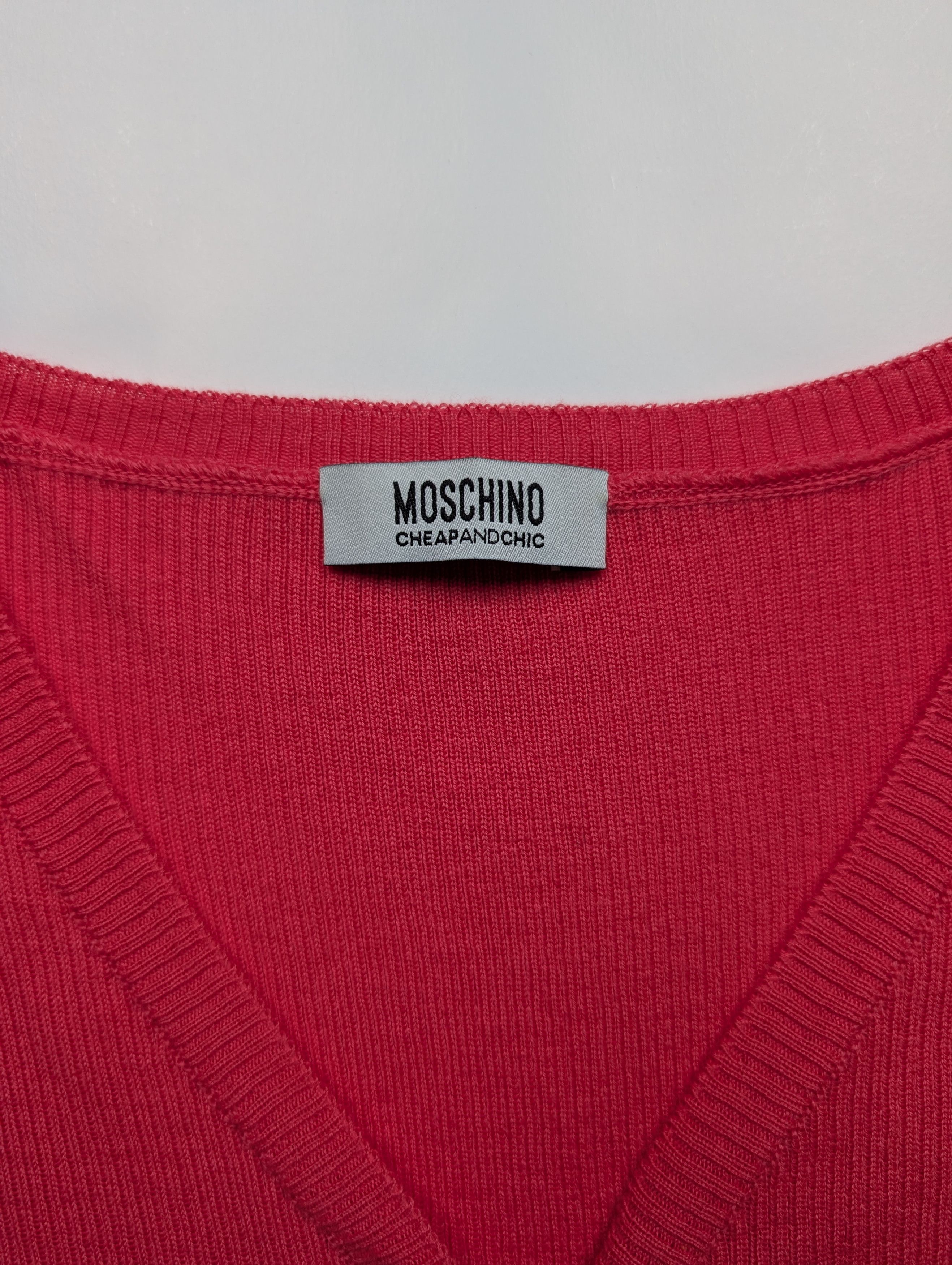 Moschino Pink Cropped Cardigan With Mesh Puffed Short Sleeves Size XS / US 0-2 / IT 36-38 - 3 Thumbnail