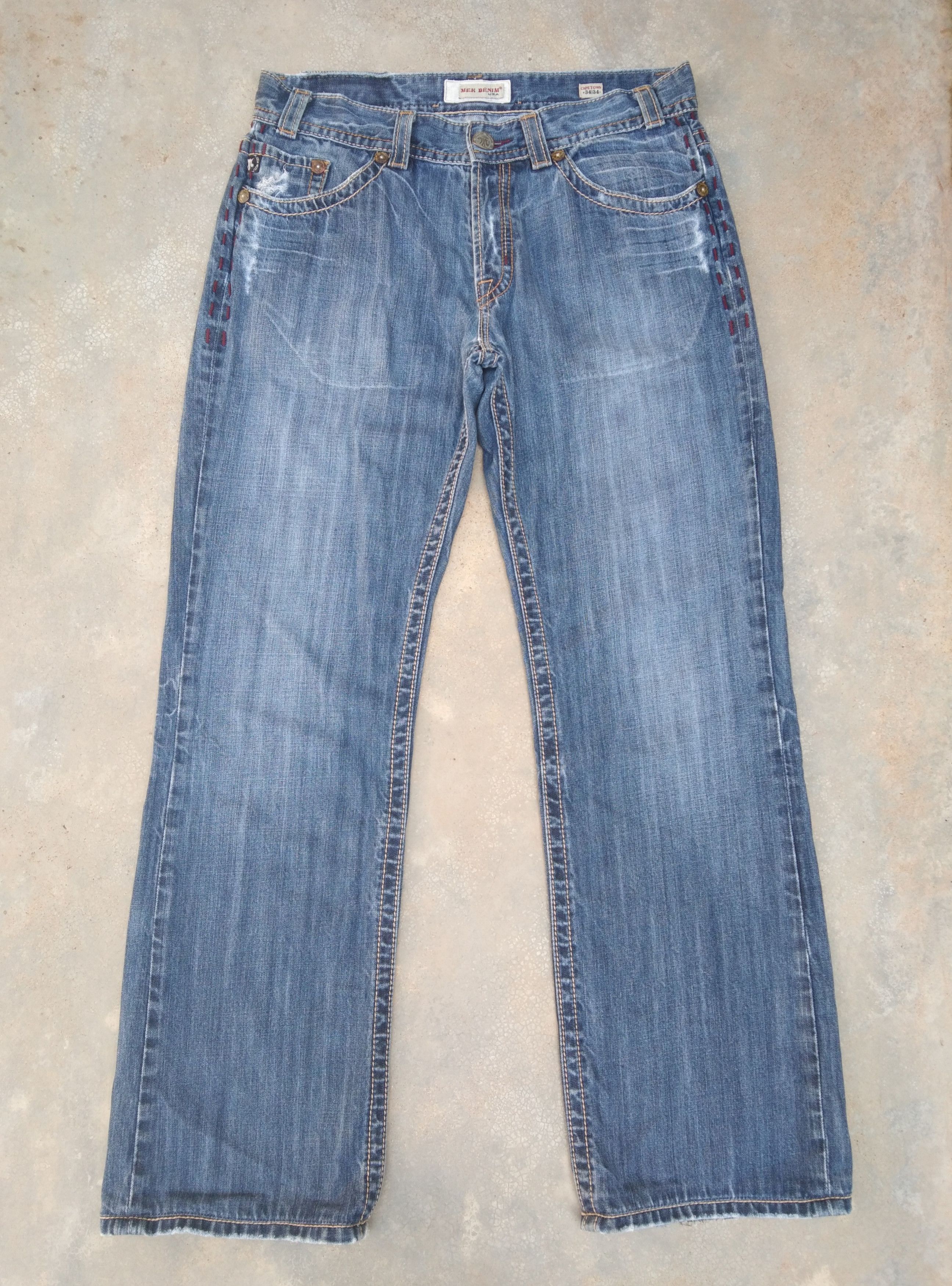 Mek Denim Vintage Mek Denim Faded Blue Washed Boot Cut Jeans 34x32 Size US 34 / EU 50 - 1 Thumbnail