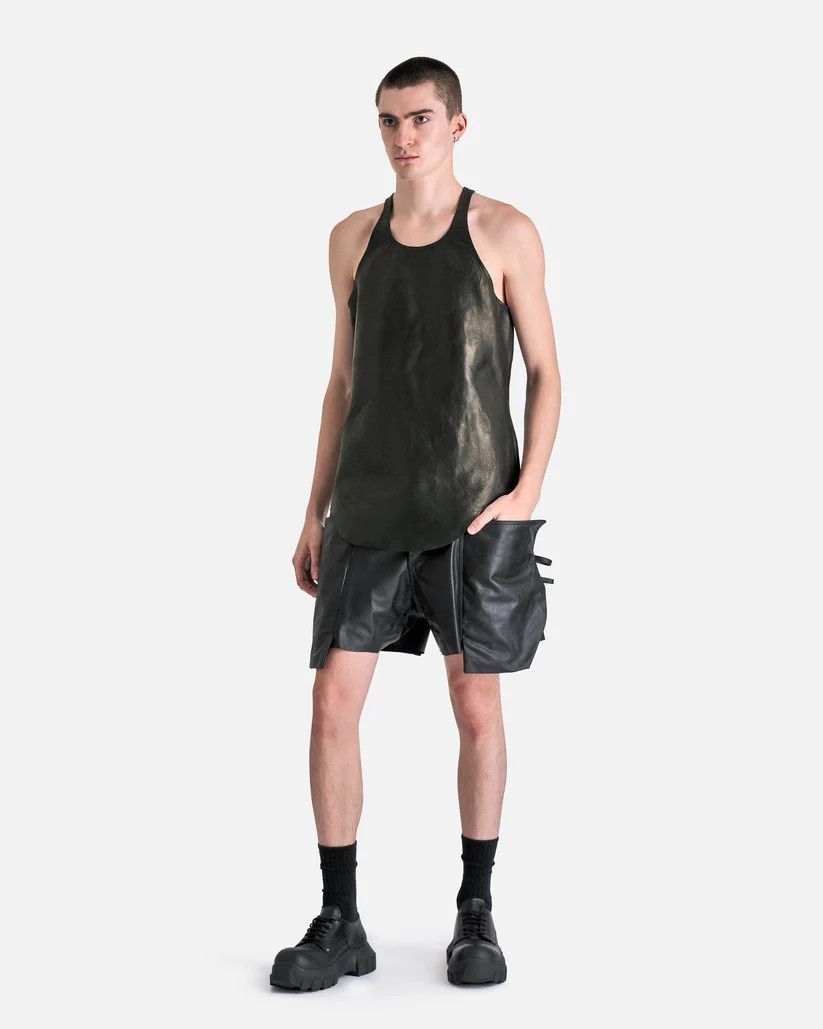 Rick Owens o1s1v1r1oon0925 Leather Stefan Cargo Shorts in Black Size US 38 / EU 54 - 4 Thumbnail
