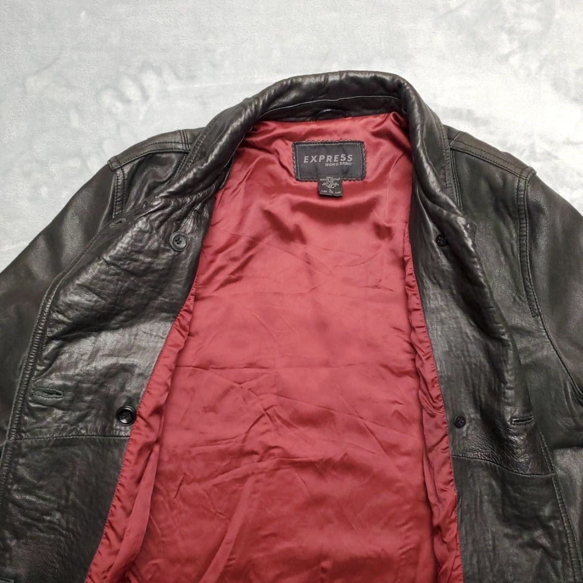 Express VINTAGE Express World Brand Leather Jacket Womens L Black Motorcycle Style Pocket All Seasons Size L / US 10 / IT 46 - 7 Thumbnail