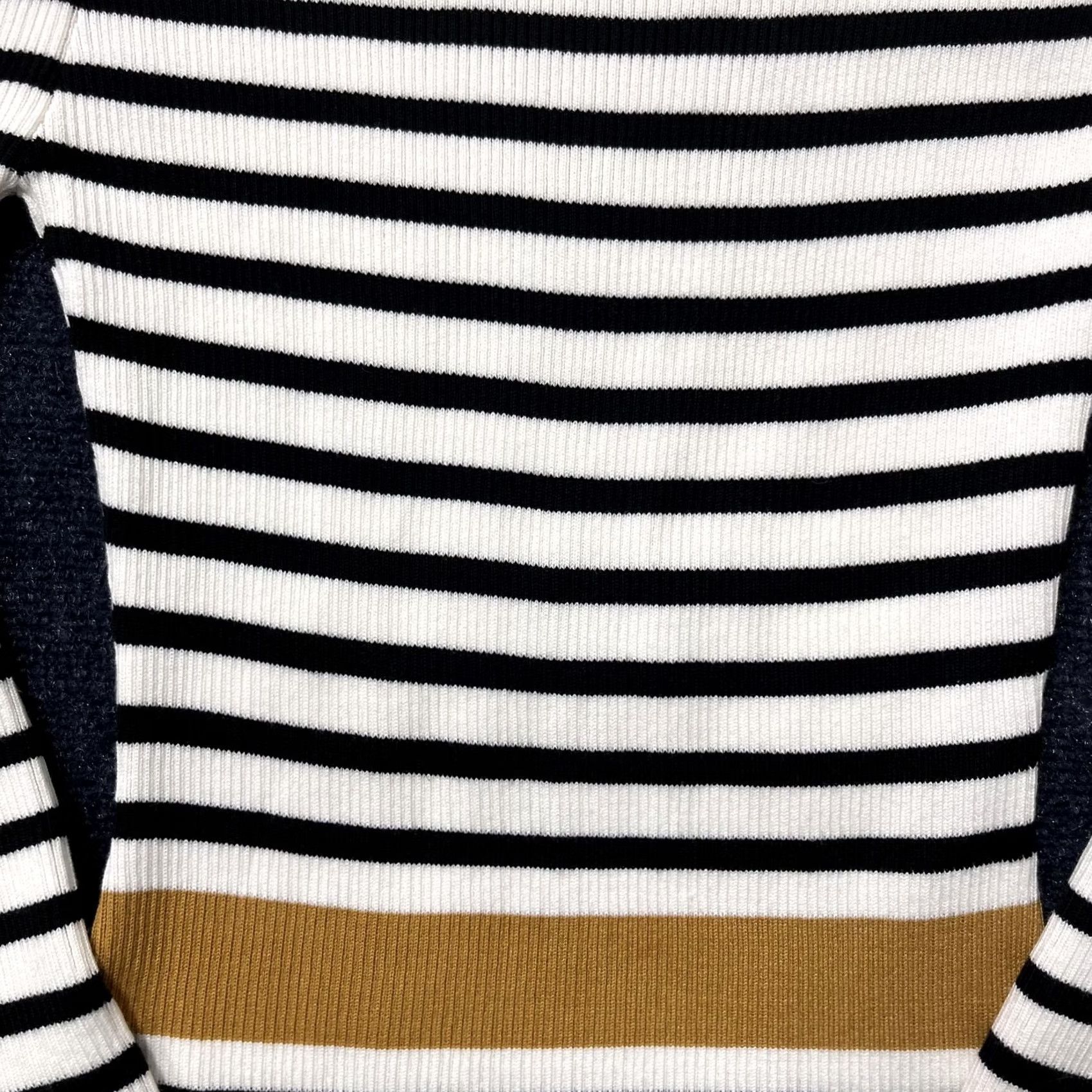 Vintage Mi Ami Sweater Womens Large White Black Stripe Ruffle Hem Puff Sleeve Crewneck Size L / US 10 / IT 46 - 3 Thumbnail