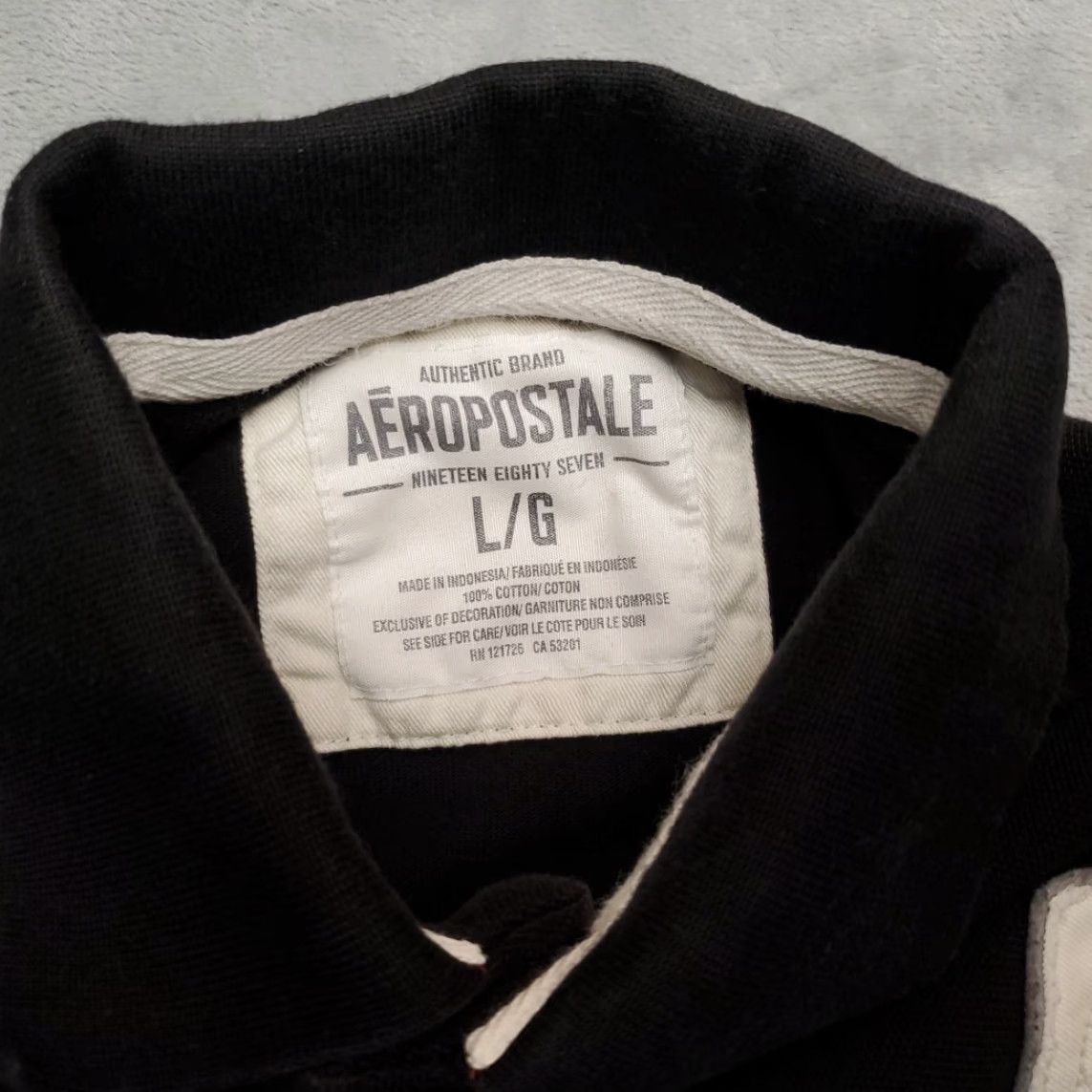 Aeropostale VINTAGE Aeropostale Shirt Mens L Black Polo Puff Print 100% Cotton Rugby Y2K Retro Mens Size US L / EU 52-54 / 3 - 4 Thumbnail