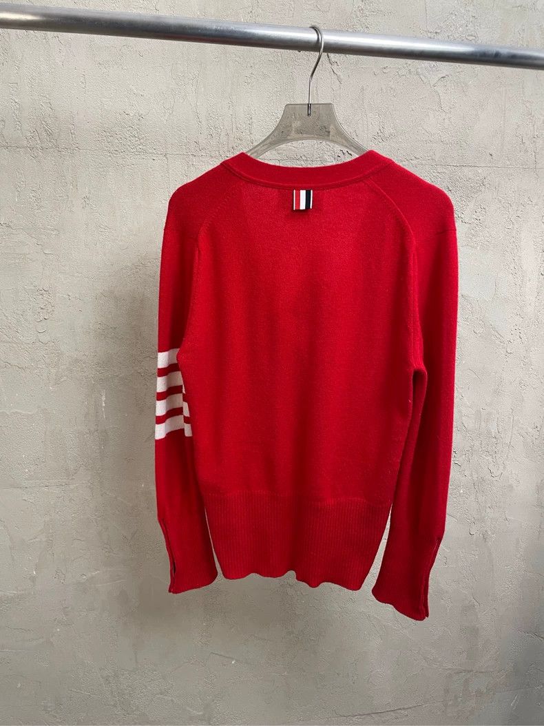 Thom Browne Thom browne Red four-striped cashmere cardigan jacket 2504- Size S / US 4 / IT 40 - 2 Thumbnail