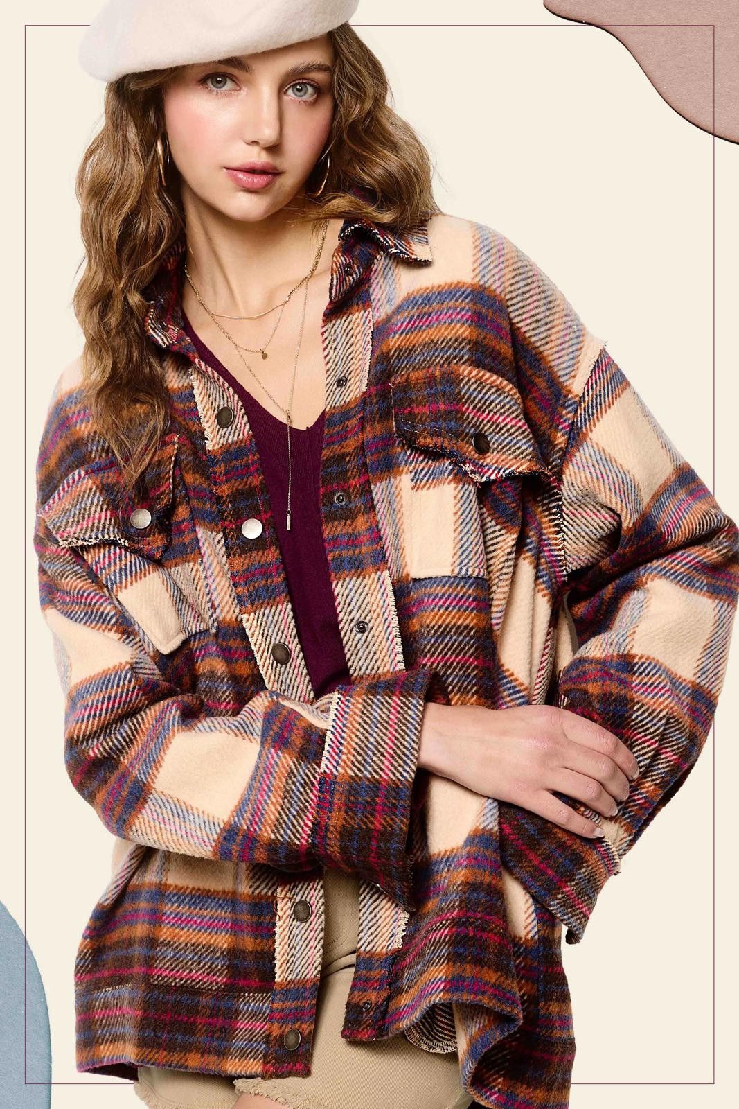 La Milano Loose Fit Plaid Button Down Shacket with Pockets Size S / US 4 / IT 40 - 9 Thumbnail