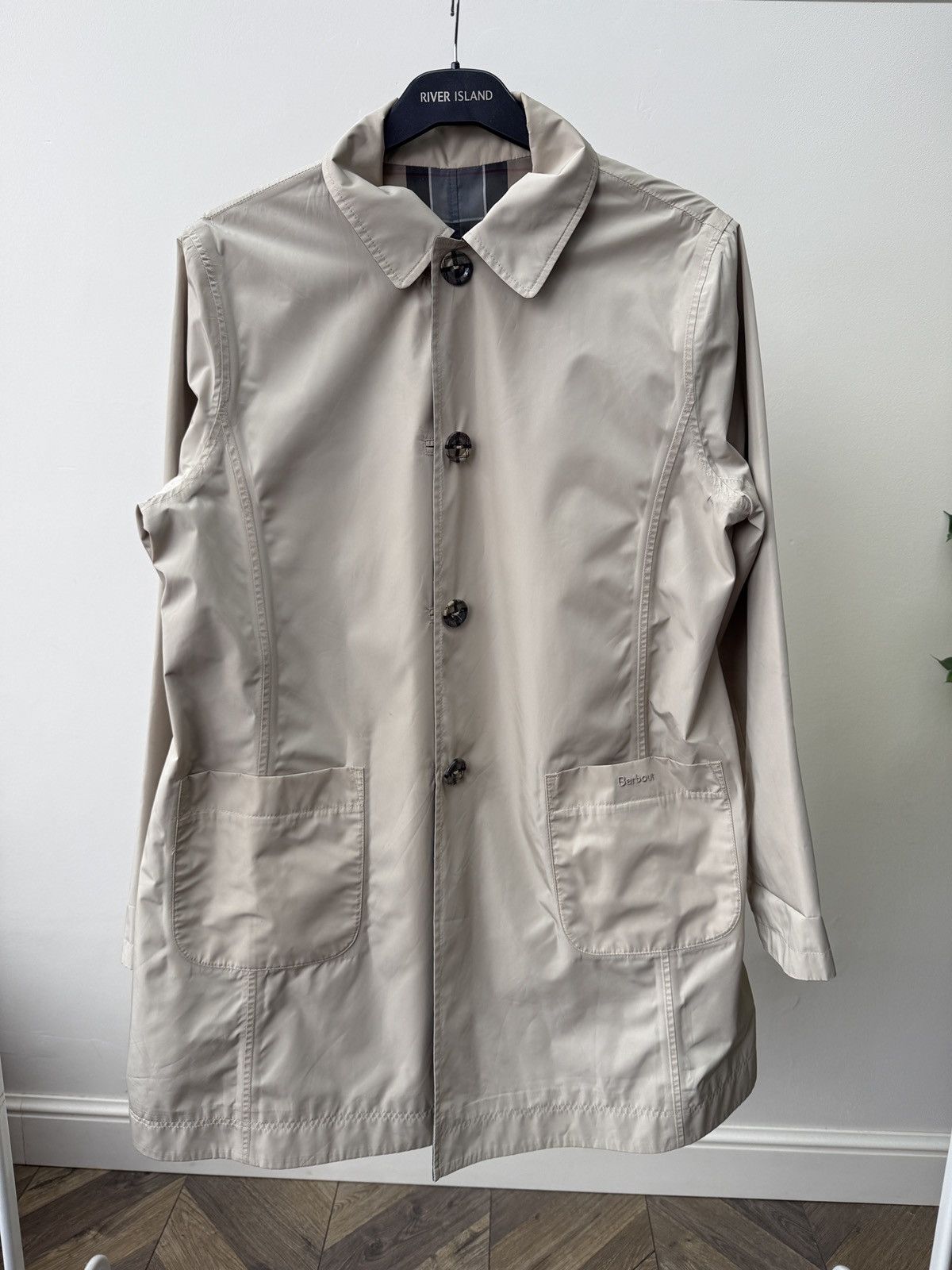 Barbour Vintage Barbour Reversible Derby Jacket Coat Beige Check Size L / US 10 / IT 46 - 1 Thumbnail