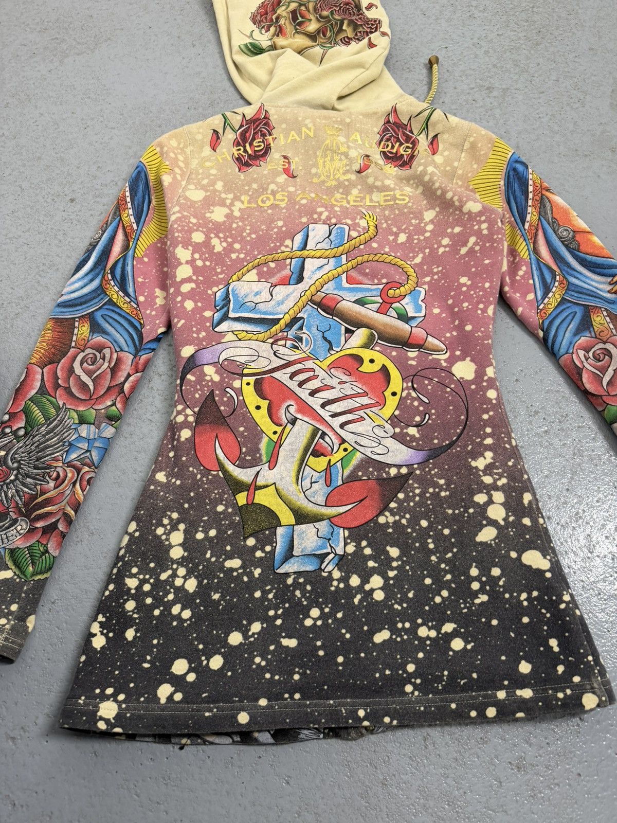 Christian Audigier Christian Audigier Holy Diva Overprinted Y2K Zip Hoodie Size XS / US 0-2 / IT 36-38 - 18 Thumbnail