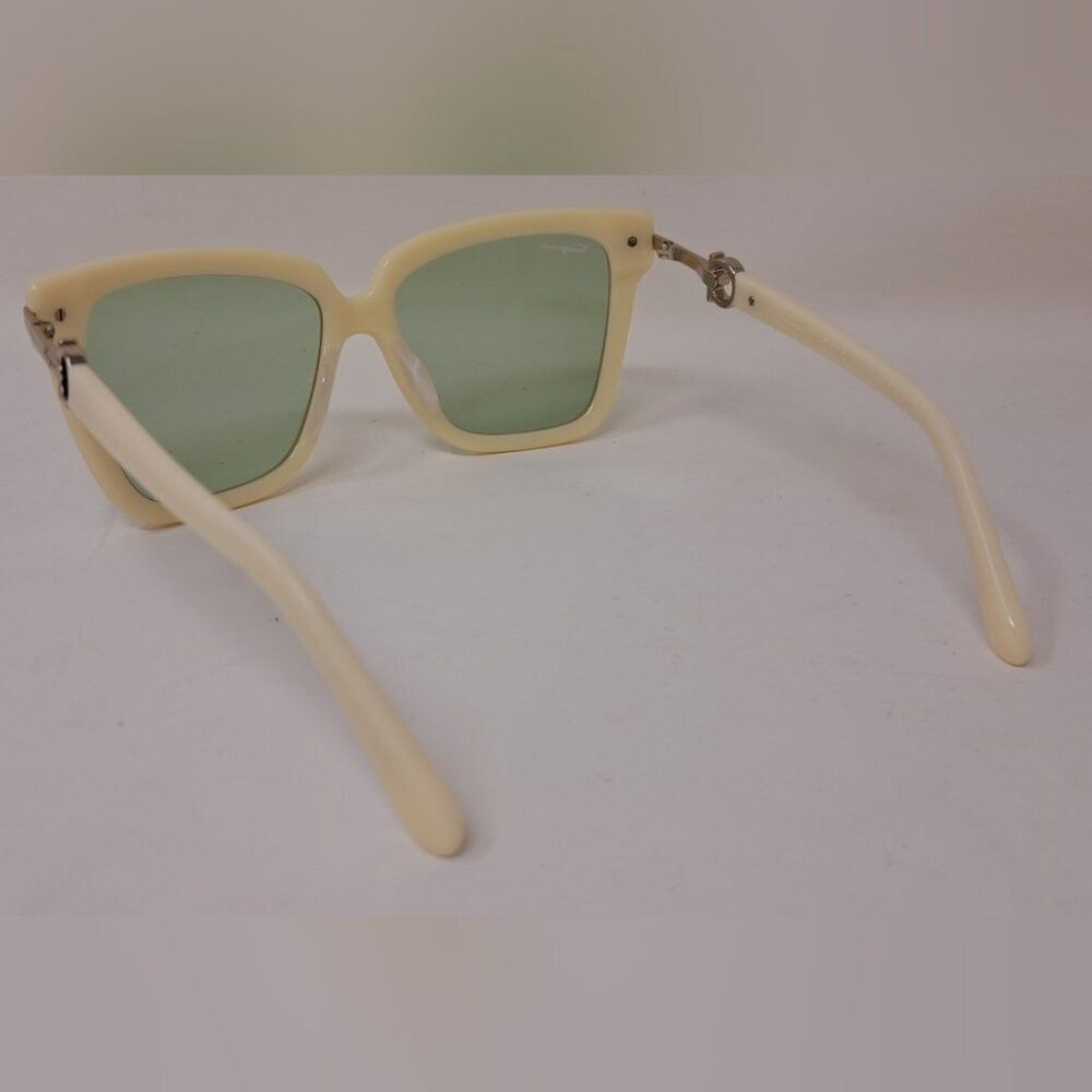 Salvatore Ferragamo Salvatore Ferragamo Sunglasses Ivory Cream Green Temple Log Size ONE SIZE - 4 Thumbnail