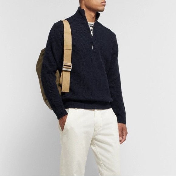 Alex Mill Alex Mill Navy Merino Wool 1/4 Zip Sweater - Size L Size US L / EU 52-54 / 3 - 1 Thumbnail