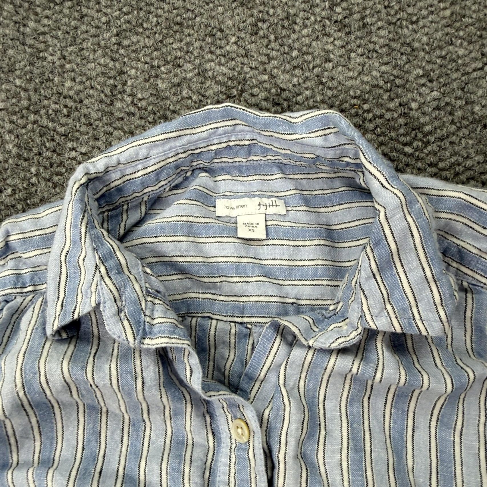 Vintage Love Linen Shirt Dress Womens XS Blue White Striped Button Front 100% Linen Size XS / US 0-2 / IT 36-38 - 4 Thumbnail