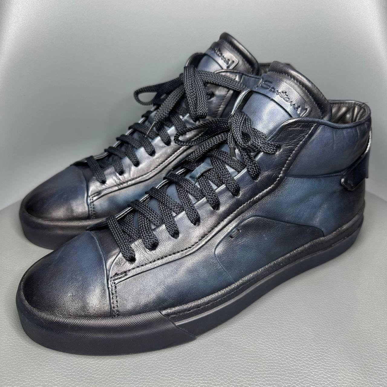 High Top Sneakers Santoni Leather Sneakers Santoni High Top Grey