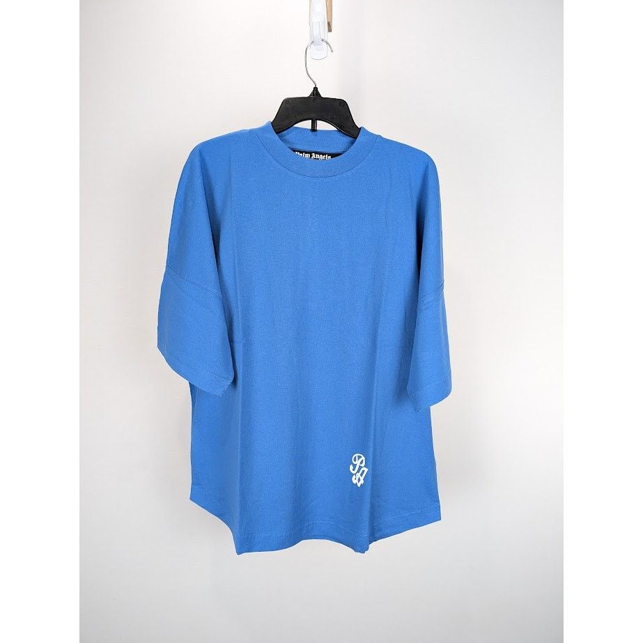 Palm Angels o1rshd1 Marine Logo Over T-Shirt in Blue / White Size US M / EU 48-50 / 2 - 2 Thumbnail