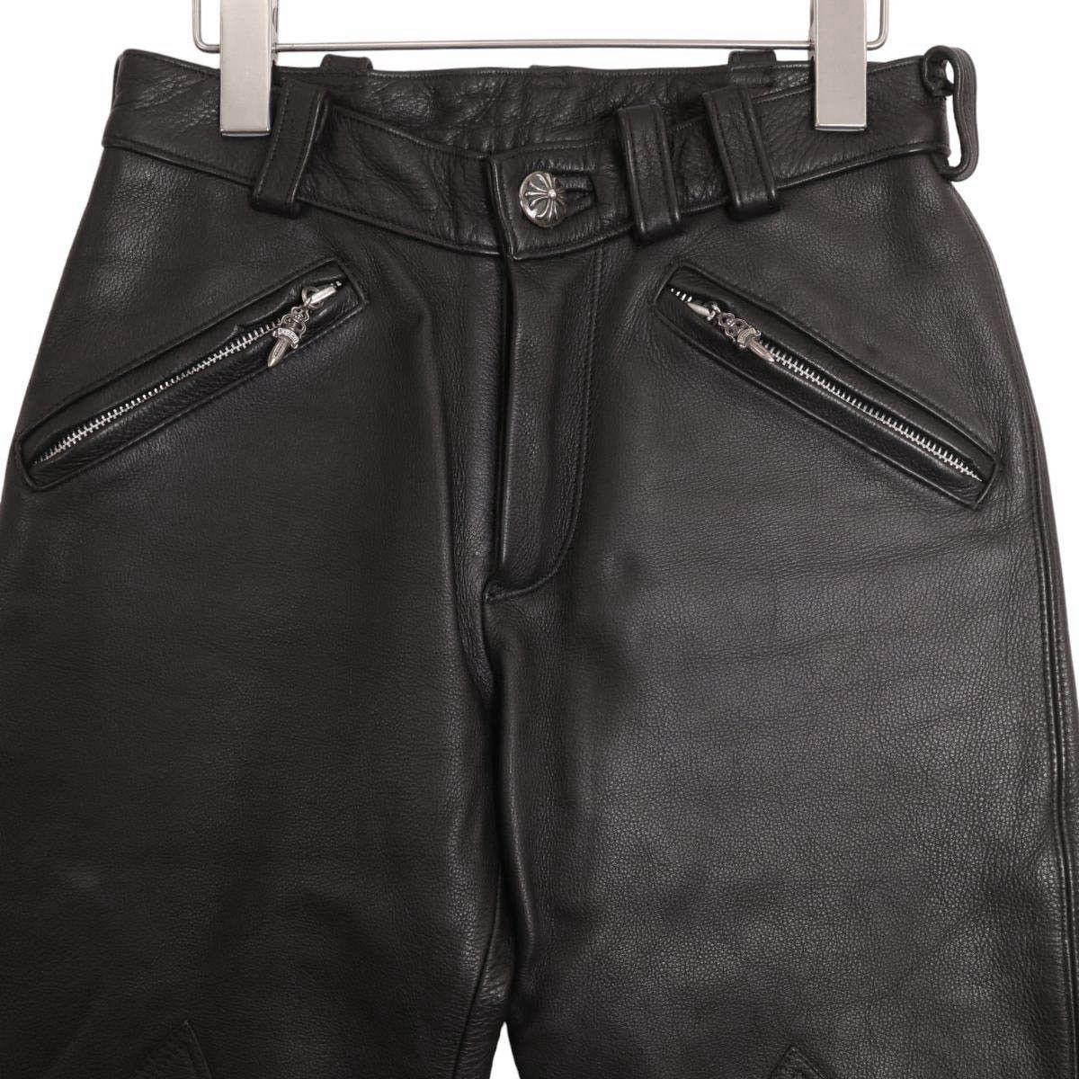 Chrome Hearts Chrome Hearts Flare Knee Leather Pants Size US 27 - 6 Thumbnail