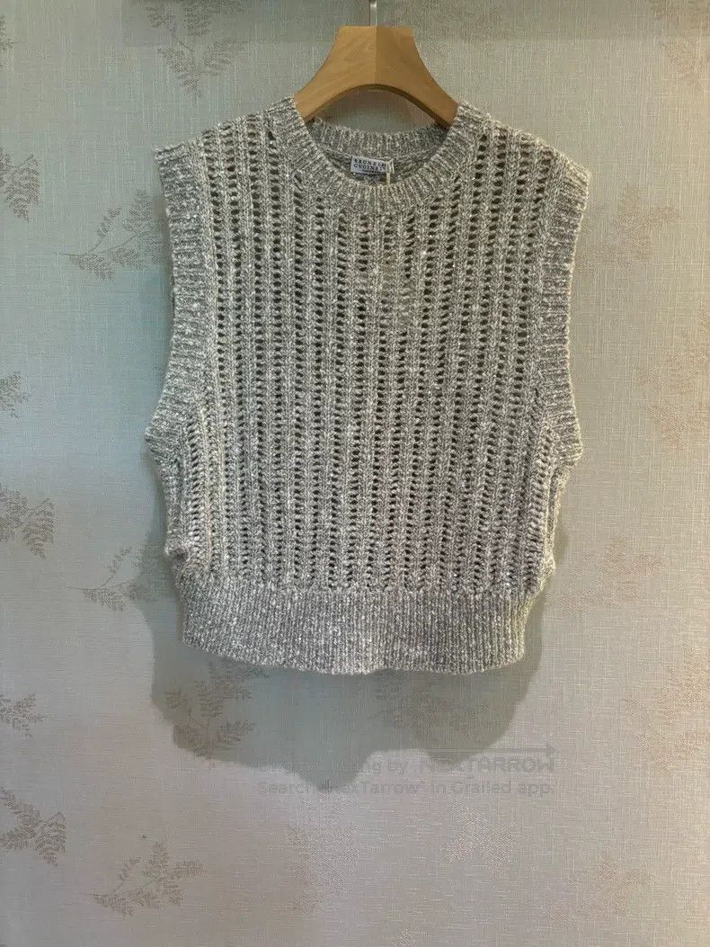 Brunello Cucinelli Brunello Cucinelli Women's Crew Neck Sequin Knit Mesh Swea Size M / US 6-8 / IT 42-44 - 1 Thumbnail