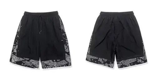 Japanese Brand 21SS Indigo Union Japan Black Bandana Paisley Side Shorts Size US 31 - 3 Thumbnail