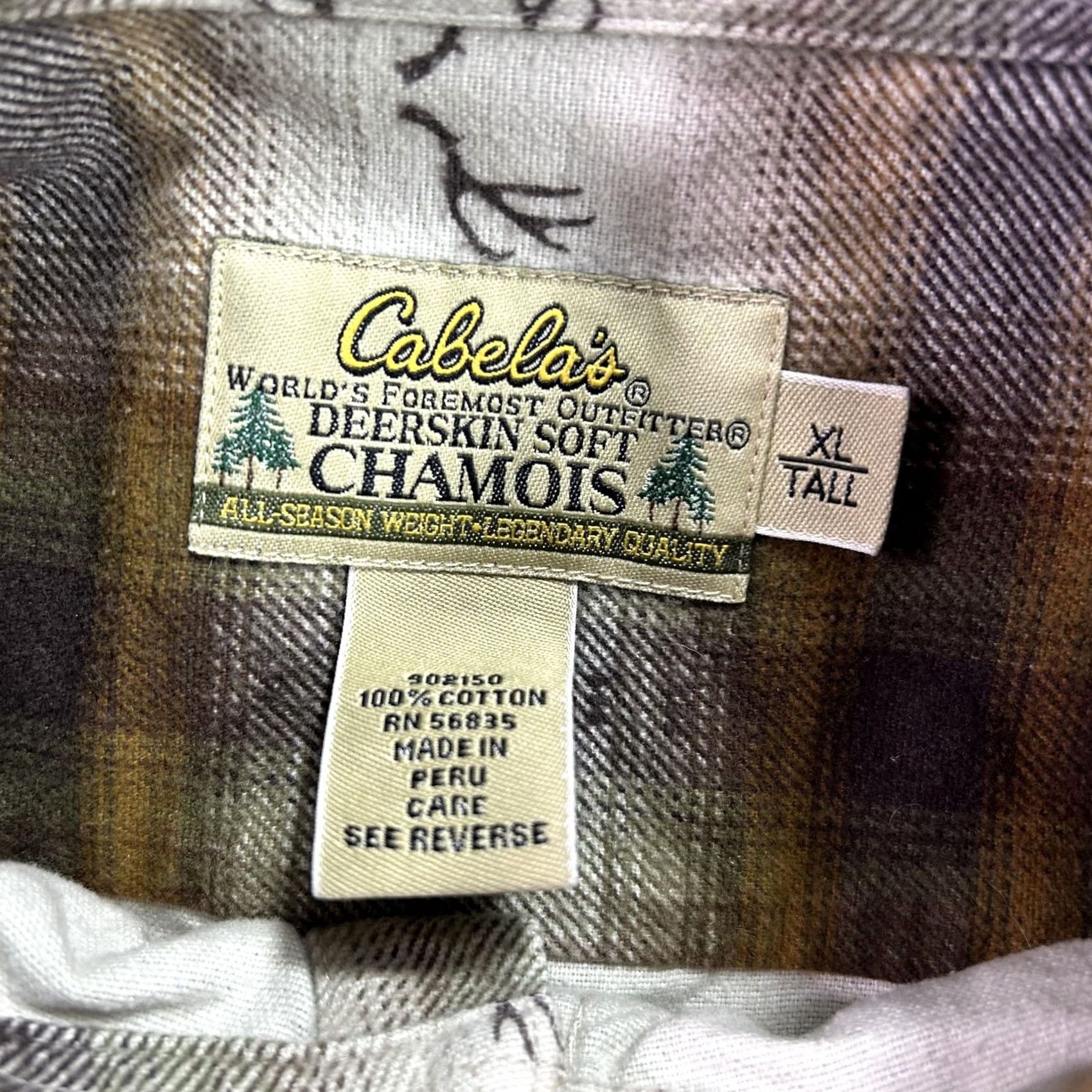 Vintage Cabela's Shirt Mens XLT Brown Plaid Deerskin Chamois Flannel Button Up Size US XL / EU 56 / 4 - 4 Thumbnail