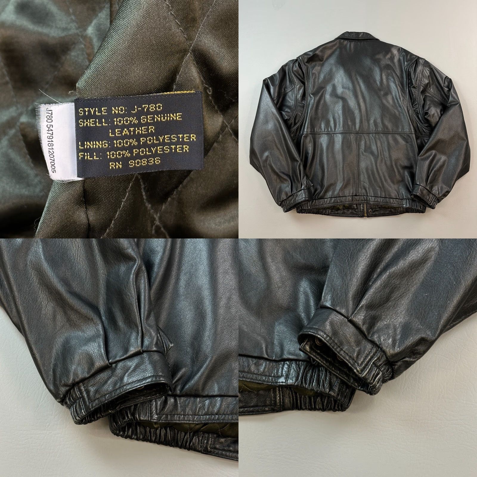 Port Authority VINTAGE Port Authority Jacket Mens L Black Leather Quilt Lined Bomber Size US L / EU 52-54 / 3 - 8 Thumbnail