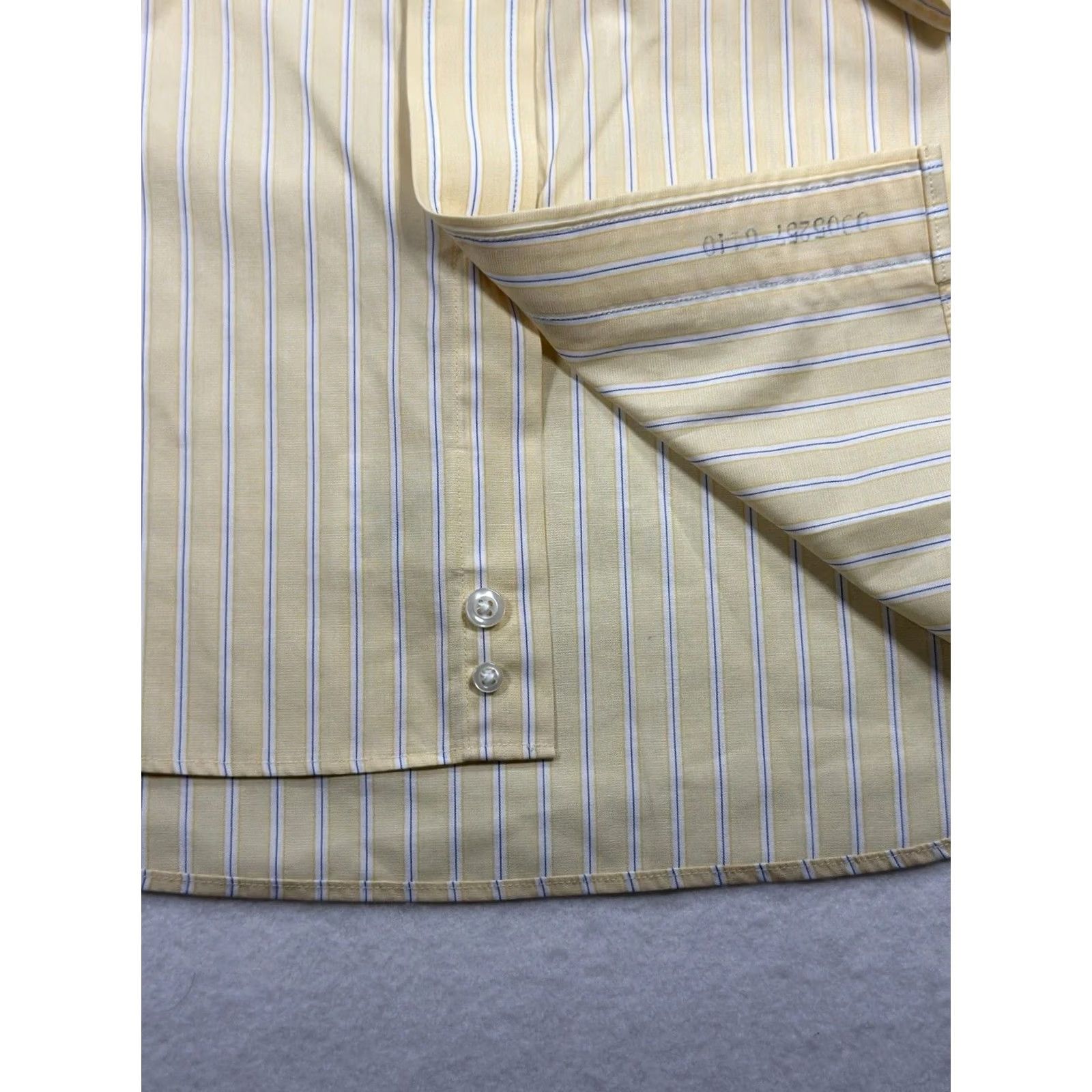 Stafford Stafford Dress Shirt Yellow 15.5 32/33 Non-Iron Button-Down French Cuff Regular Mens Shirt Size 42R - 3 Thumbnail