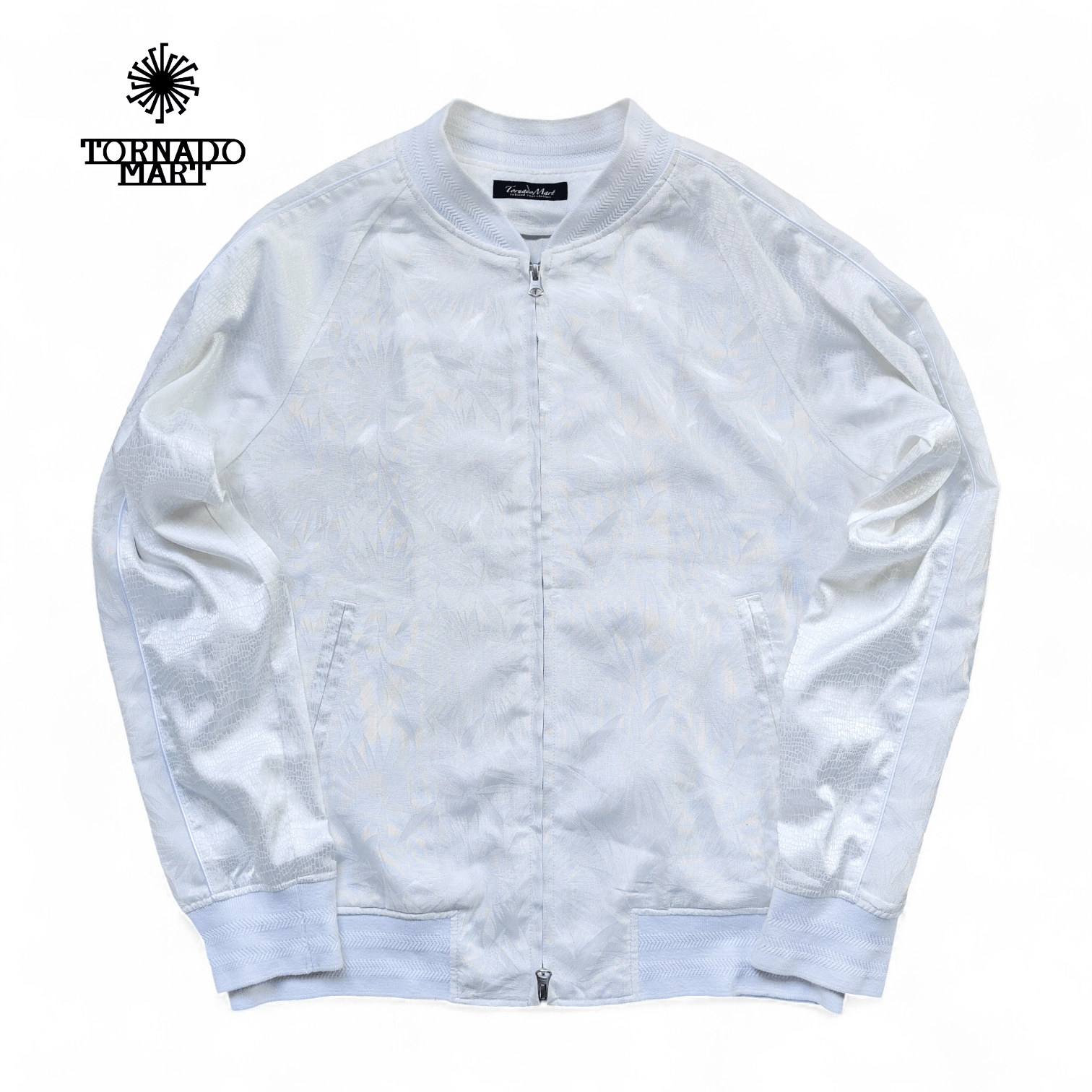 Tornado Mart Tornado Mart Japan White Textured Bomber Jacket Full Zip Size US L / EU 52-54 / 3 - 1 Thumbnail
