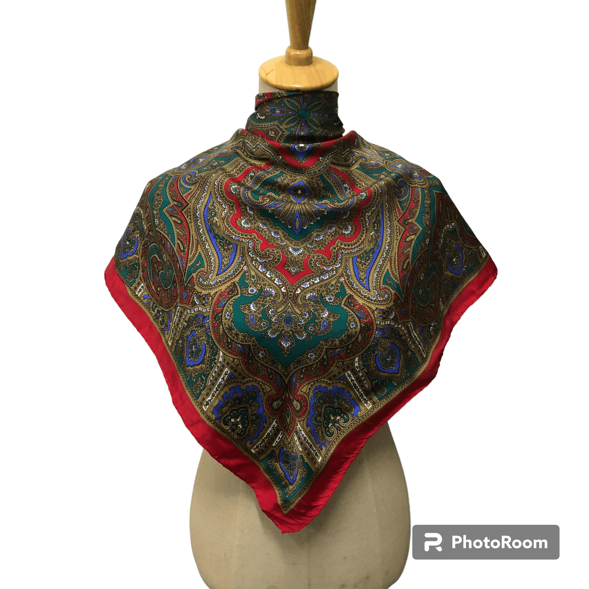 Japanese Brand Luxury Paisley Hand Rolled Silk Scarf M1042 Size ONE SIZE - 1 Thumbnail