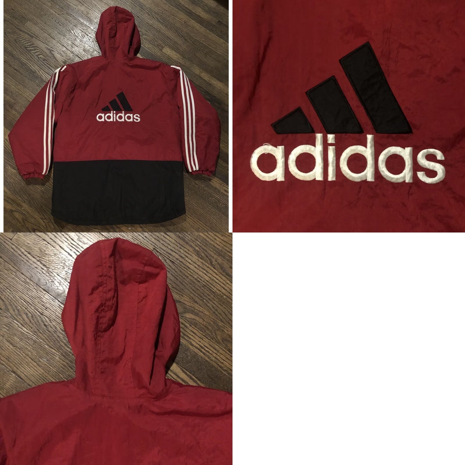 Adidas VINTAGE Adidas Embroidered Trefoil Full Zip Jacket Coat L Red Quilt Lined Mens Jacket Size US L / EU 52-54 / 3 - 9 Thumbnail