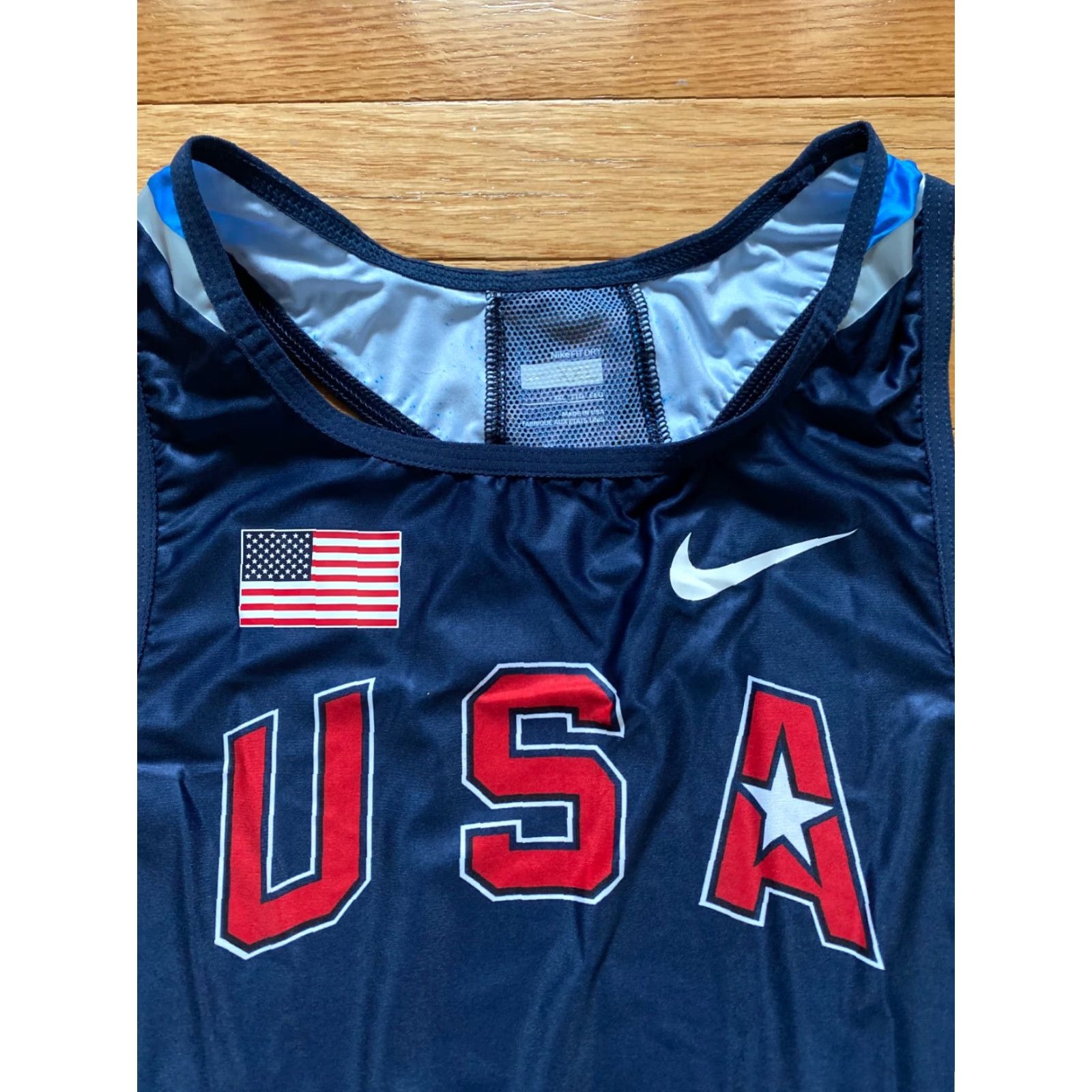 Nike Nike USA Track & Field Singlet Unitard Running Speesuit Mens 2XL Blue 2008 USATF Dri-Fit Size US 39 - 3 Thumbnail
