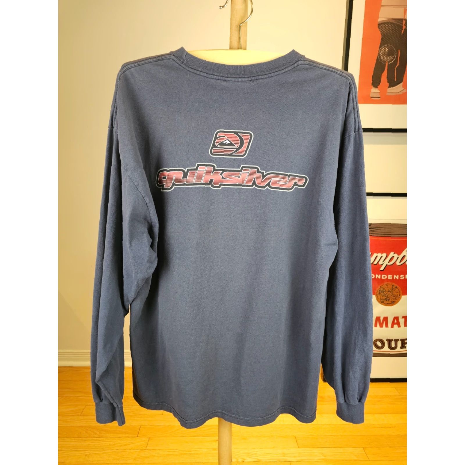 Quiksilver VINTAGE Quiksilver Surf Surfing Skate Long Sleeve T-Shirt XLARGE Mens Blue Slim 24 25 28 Inch 90s Size US XL / EU 56 / 4 - 6 Thumbnail