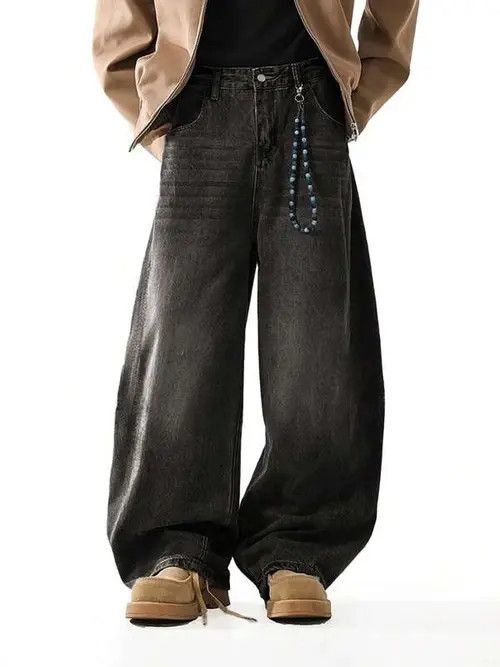 Jean Washed VINTAGE ripped baggy jeans pants Size US 30 / EU 46 - 2 Thumbnail