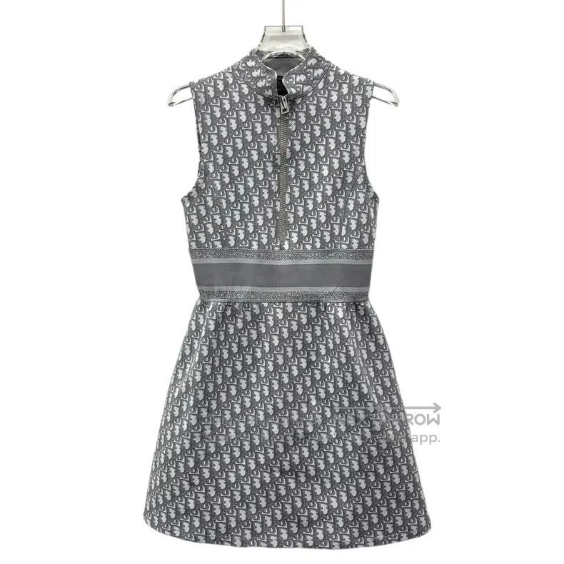 Dior Dior Gray logo jacquard full print semi-zipper sleeveless Size XXS / US 00 / IT 34 - 1 Thumbnail