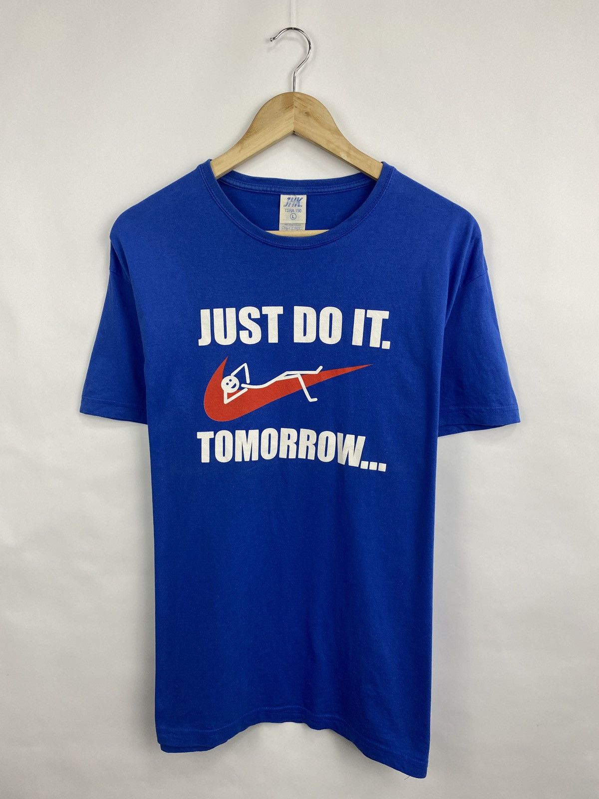 Nike 🇺🇸 Vintage 90s Nike Just Do It Tomorrow T-Shirt Humor Rare Size US L / EU 52-54 / 3 - 3 Thumbnail
