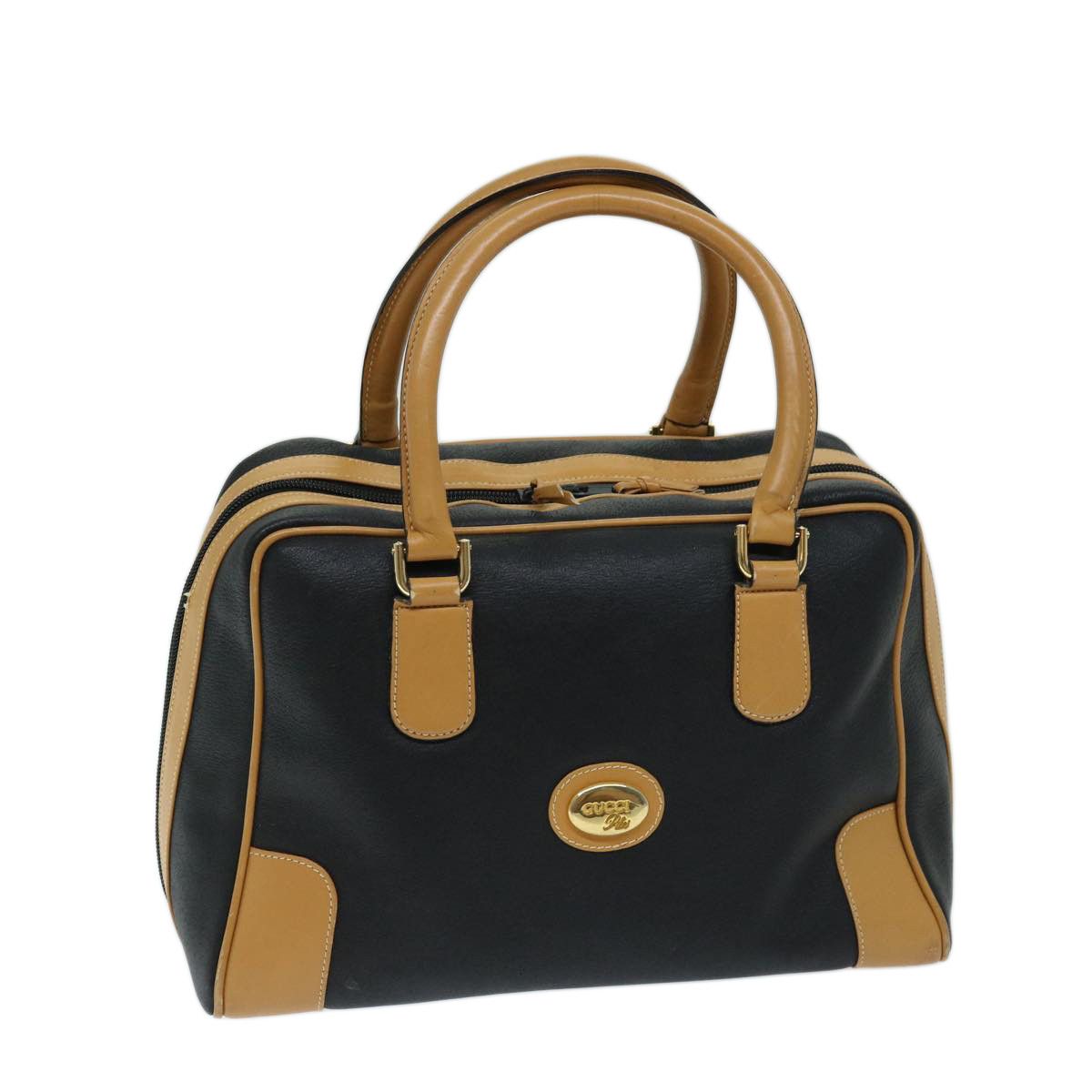 image of Gucci Hand Bag Leather Black Beige Auth Ep3755 in Black/Beige, Women's