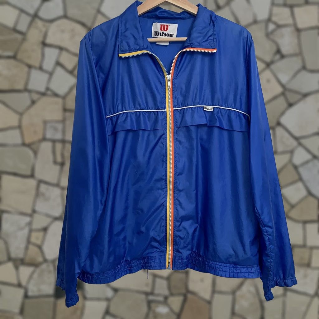 Wilson VINTAGE Wilson Windbreaker Jacket Blue Full Zip Long Sleeve Men’s L Jacket Size US L / EU 52-54 / 3 - 1 Thumbnail