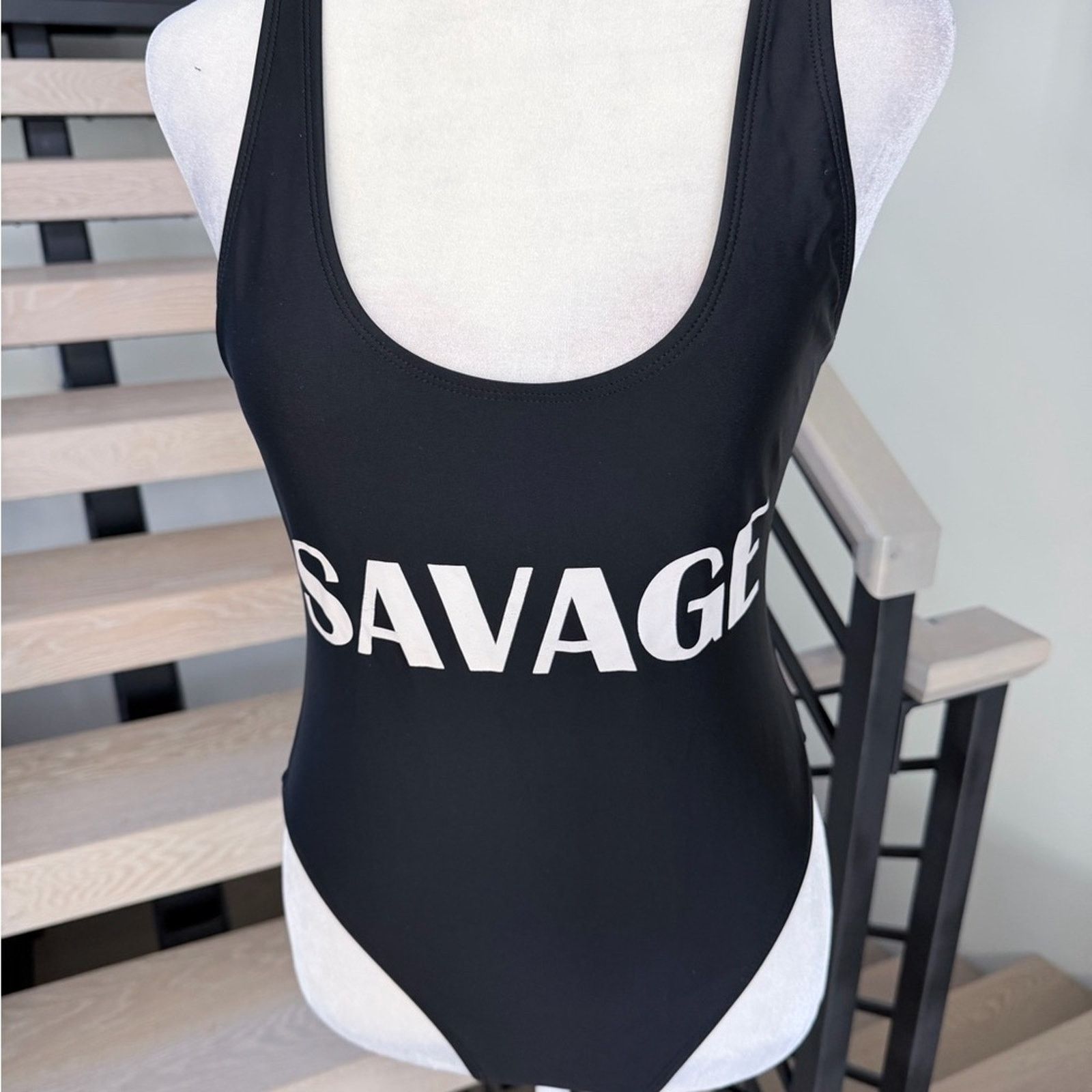 Other Private Party Savage Black One-Piece Swimsuit Bikini Swim S Size ONE SIZE - 3 Thumbnail