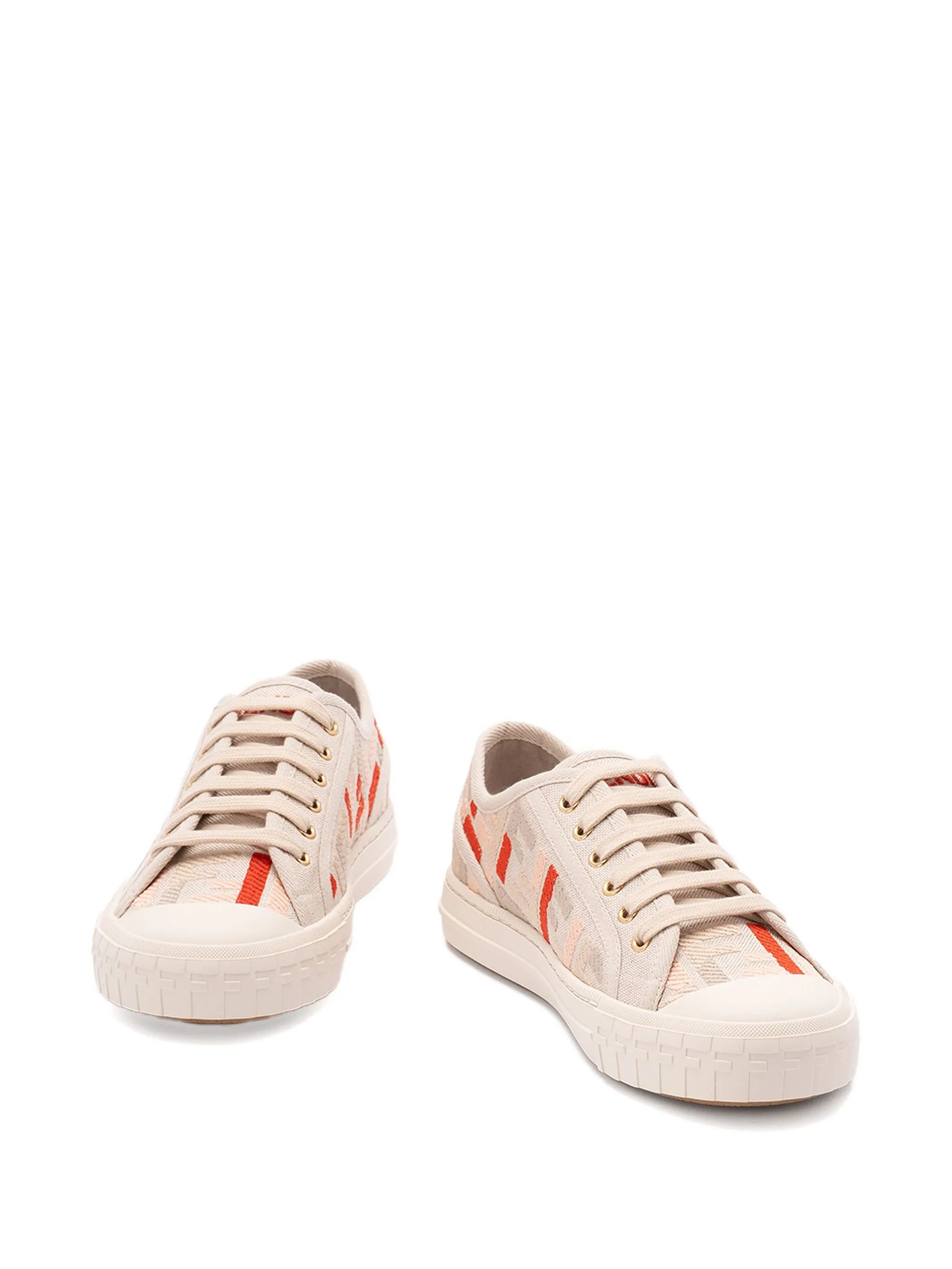 Fendi Fendi Domino Red Monogram FF Logo Low Top Sneaker 38 Size US 8 / IT 38 - 5 Thumbnail