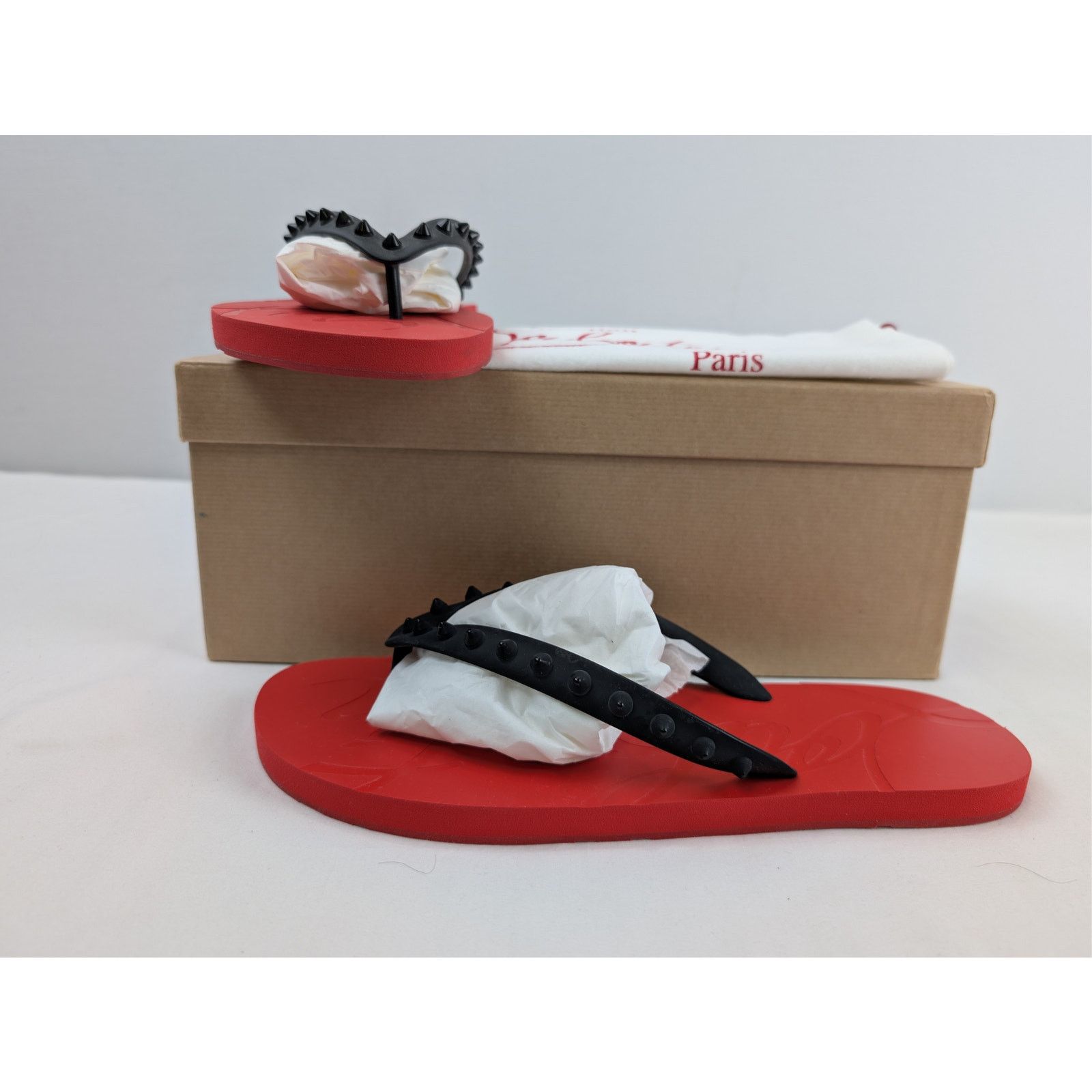 Christian Louboutin o1rshd1 Q:2 / Loubi Flip Flat Slide slipper in Red Size US 12 / EU 45 - 17 Thumbnail