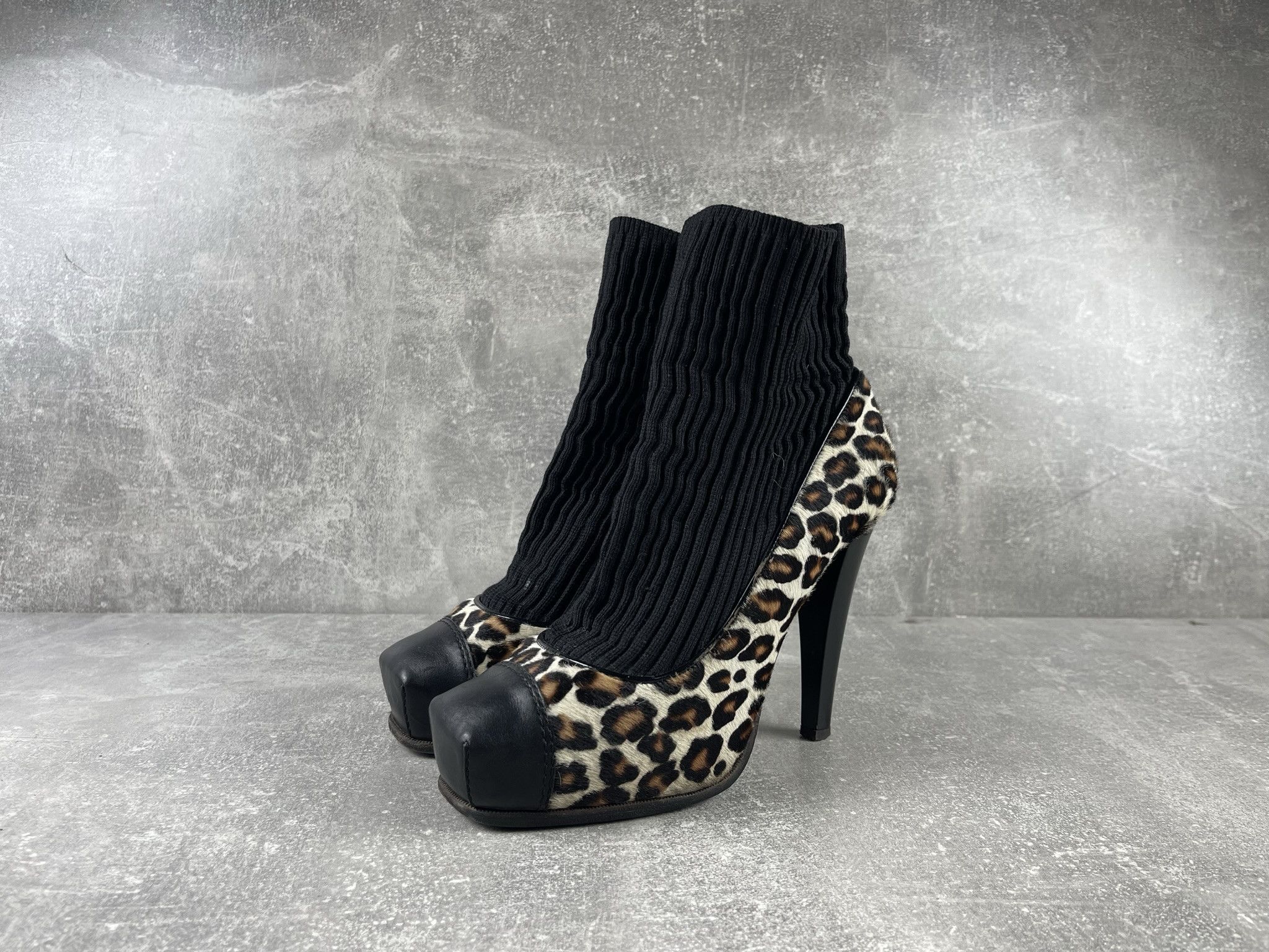 Vicini italian leopard avant garde heels shoe with sock